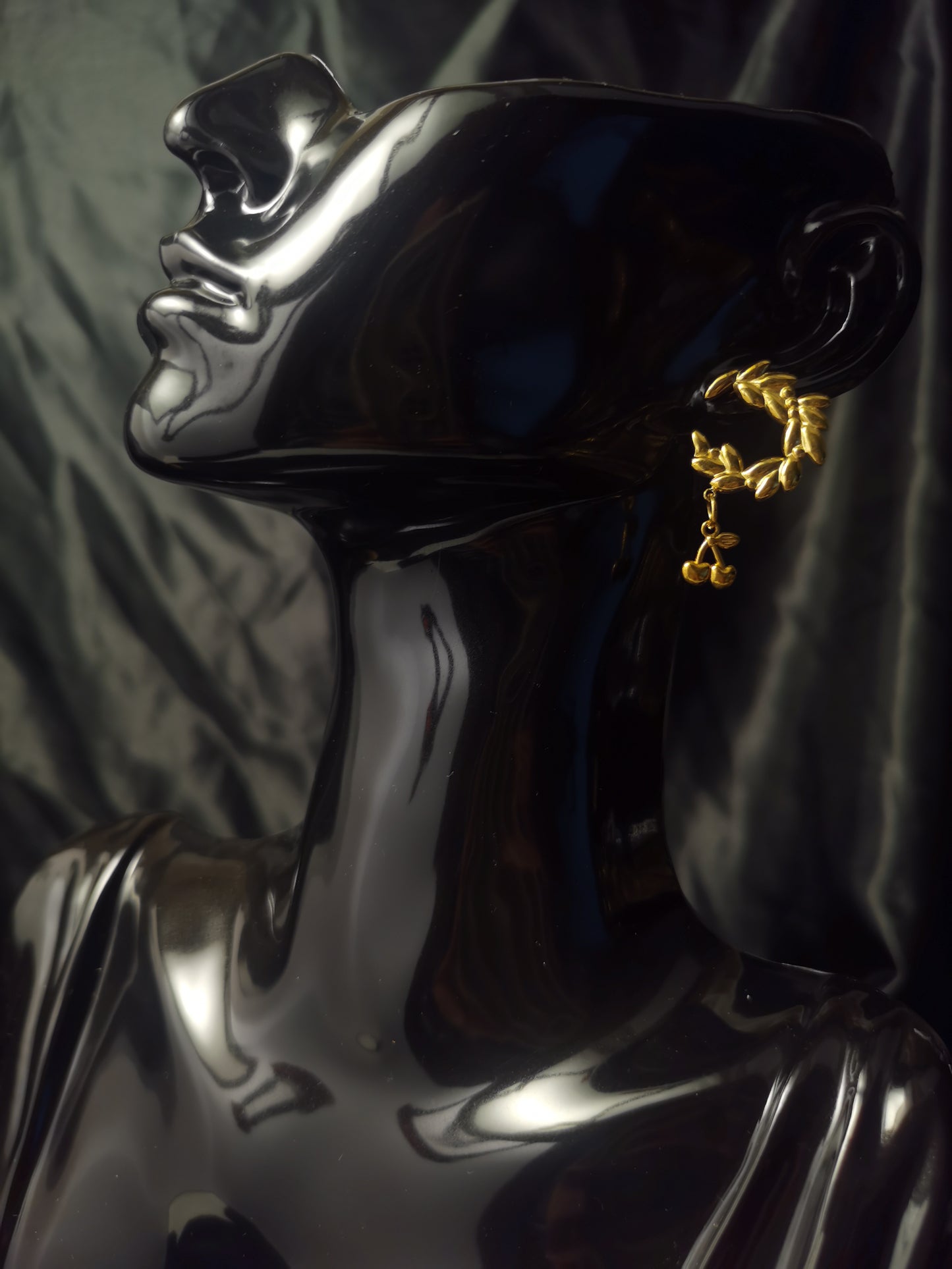 Ear of Wheat Cherry Earrings 18k gold-plated Titanium Steel GMJE7