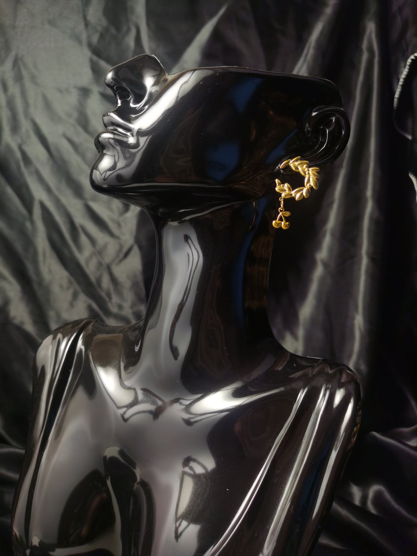 Ear of Wheat Cherry Earrings 18k gold-plated Titanium Steel GMJE7