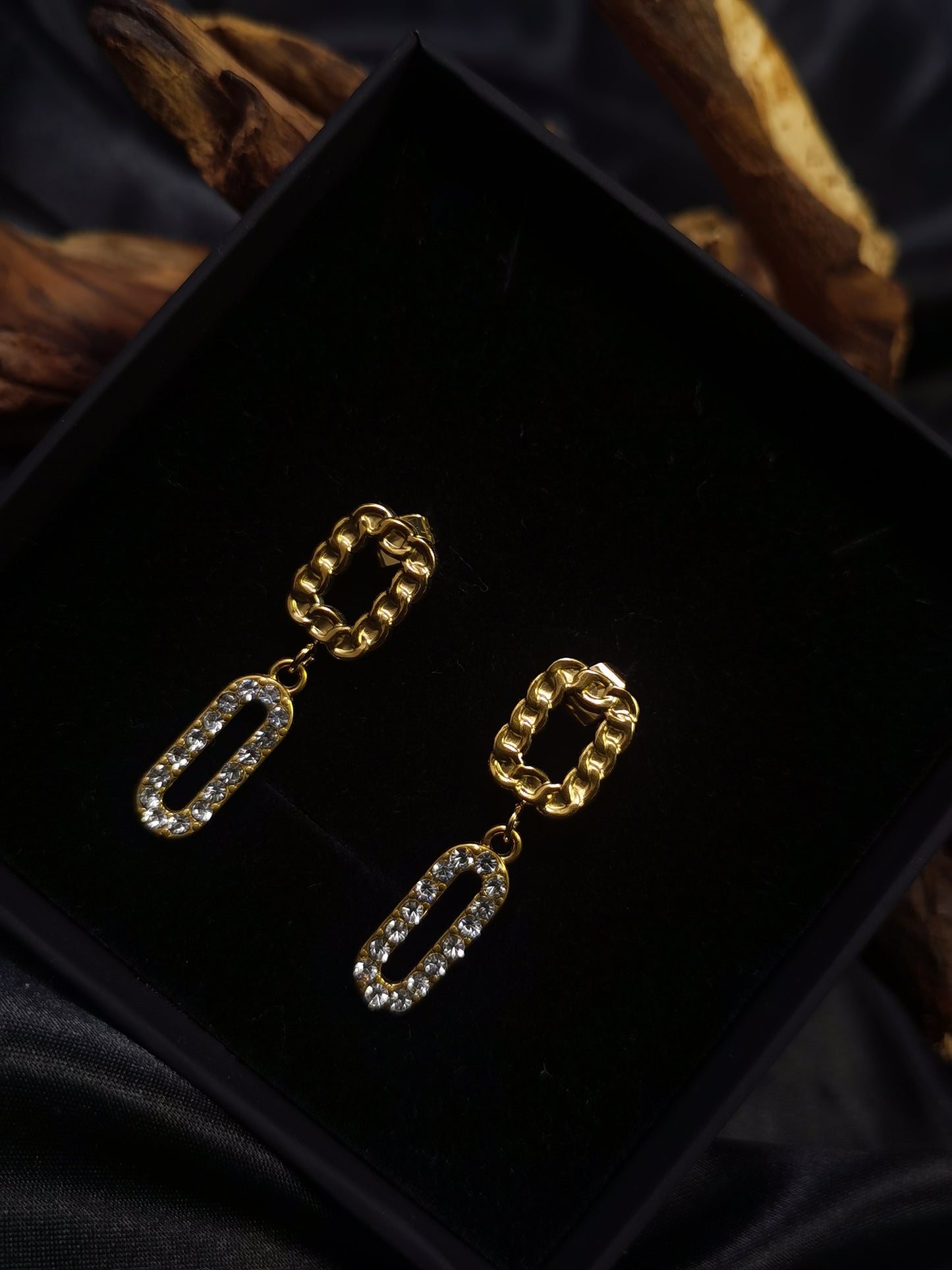 Cuban square Earrings 18k gold-plated Titanium Steel zircon GMJE13