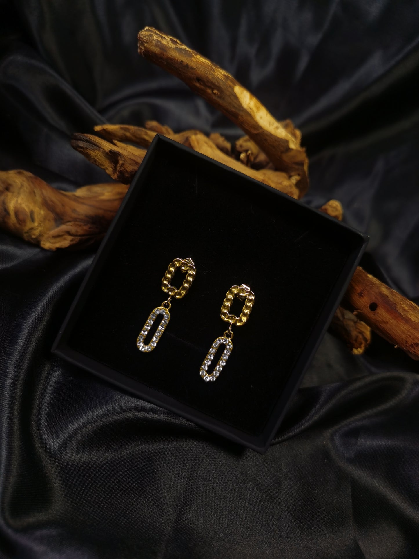 Cuban square Earrings 18k gold-plated Titanium Steel zircon GMJE13