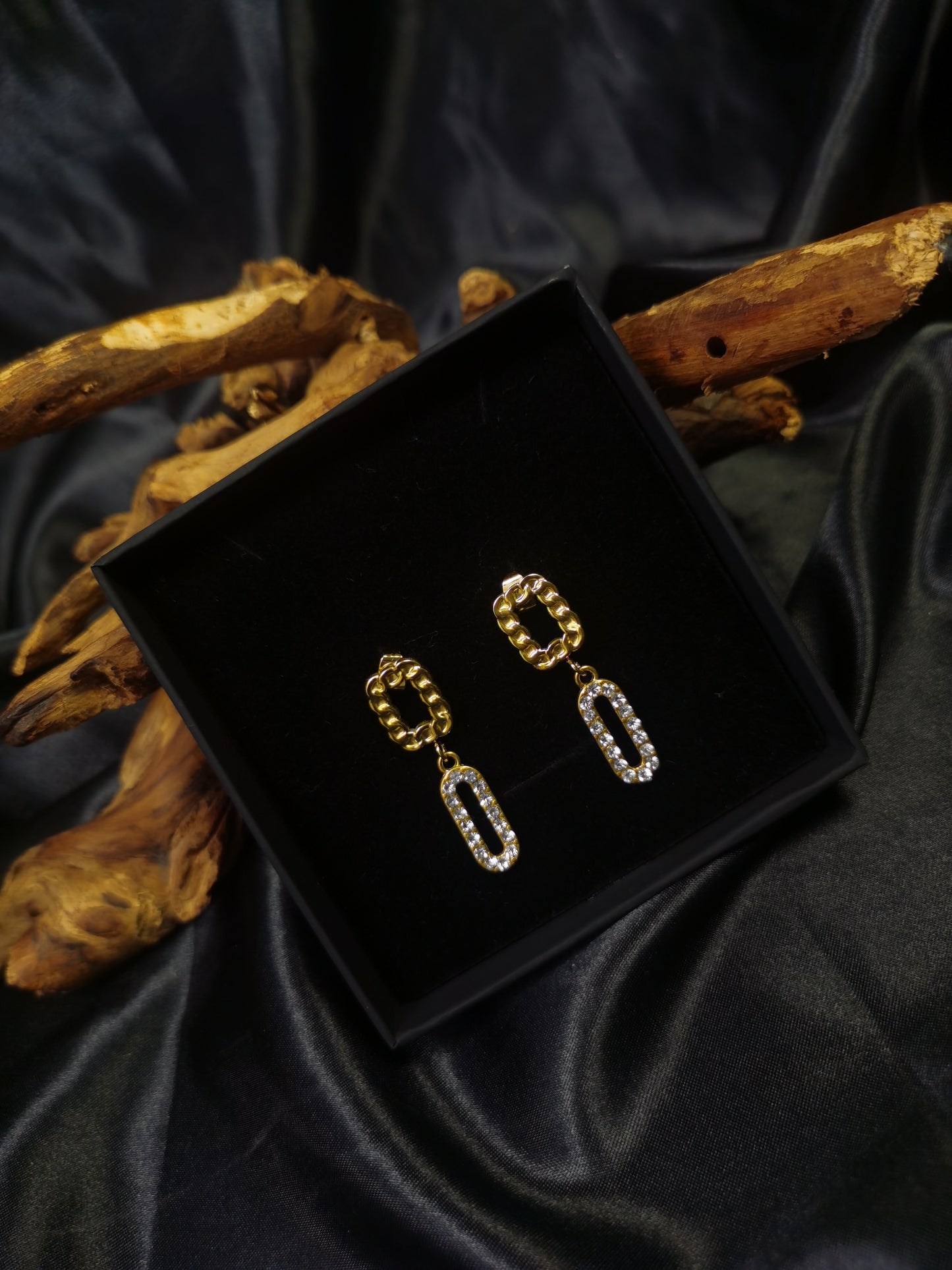 Cuban square Earrings 18k gold-plated Titanium Steel zircon GMJE13