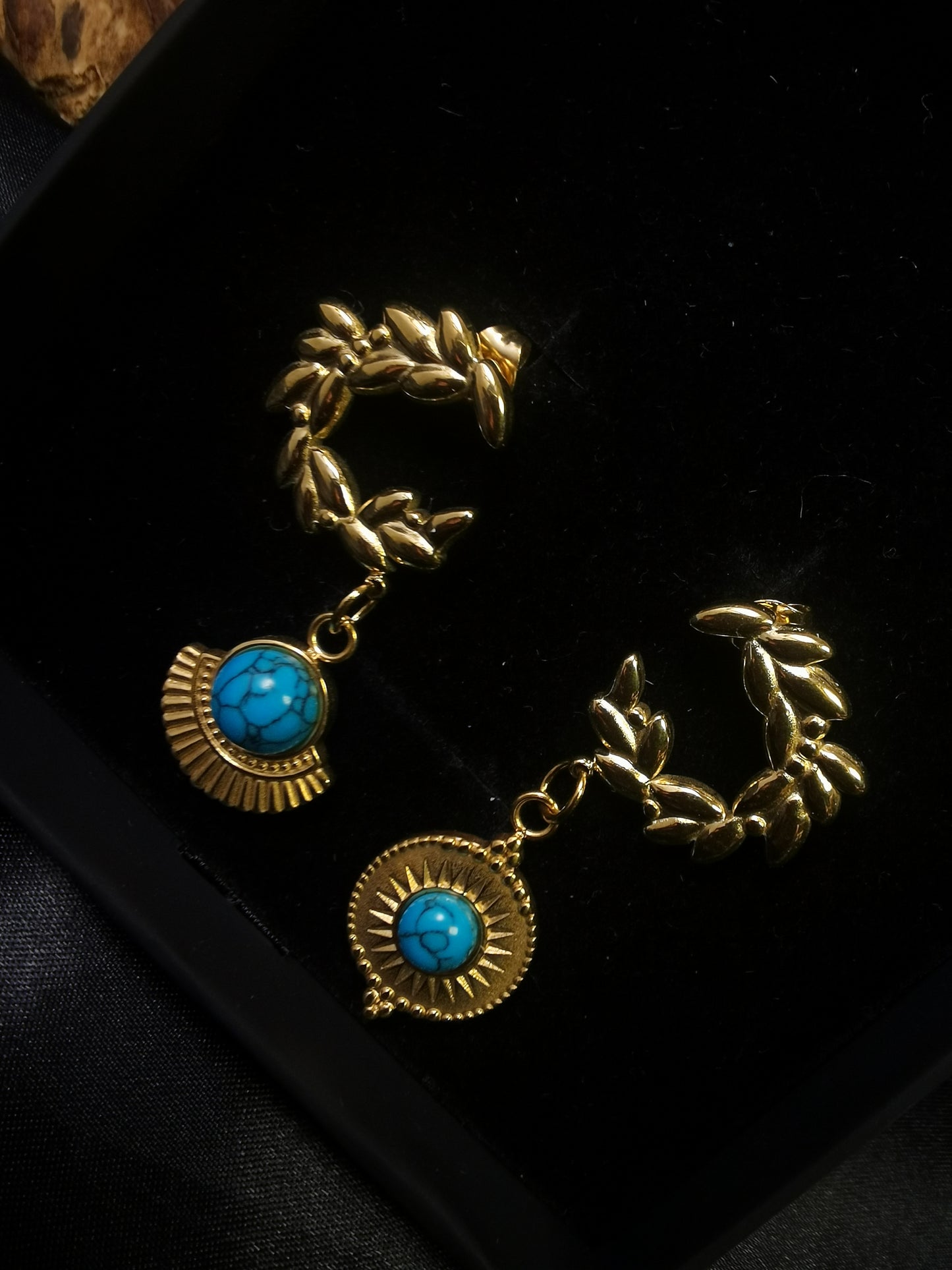 Ear of Wheat Earrings 18k gold-plated Titanium Steel Natrual stone GMJE14