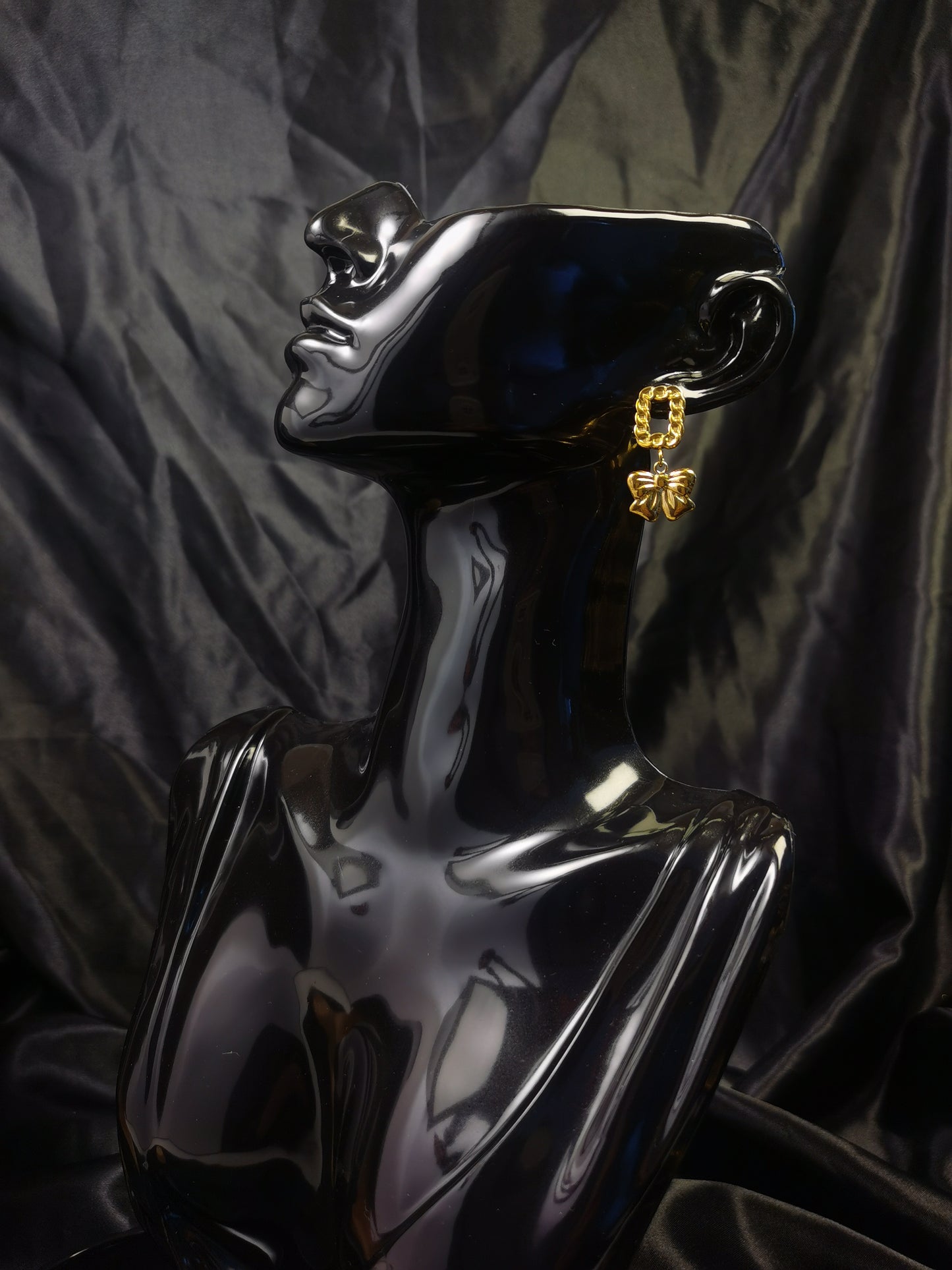 Cuban square Earrings 18k gold-plated Titanium Steel bowknot GMJE12