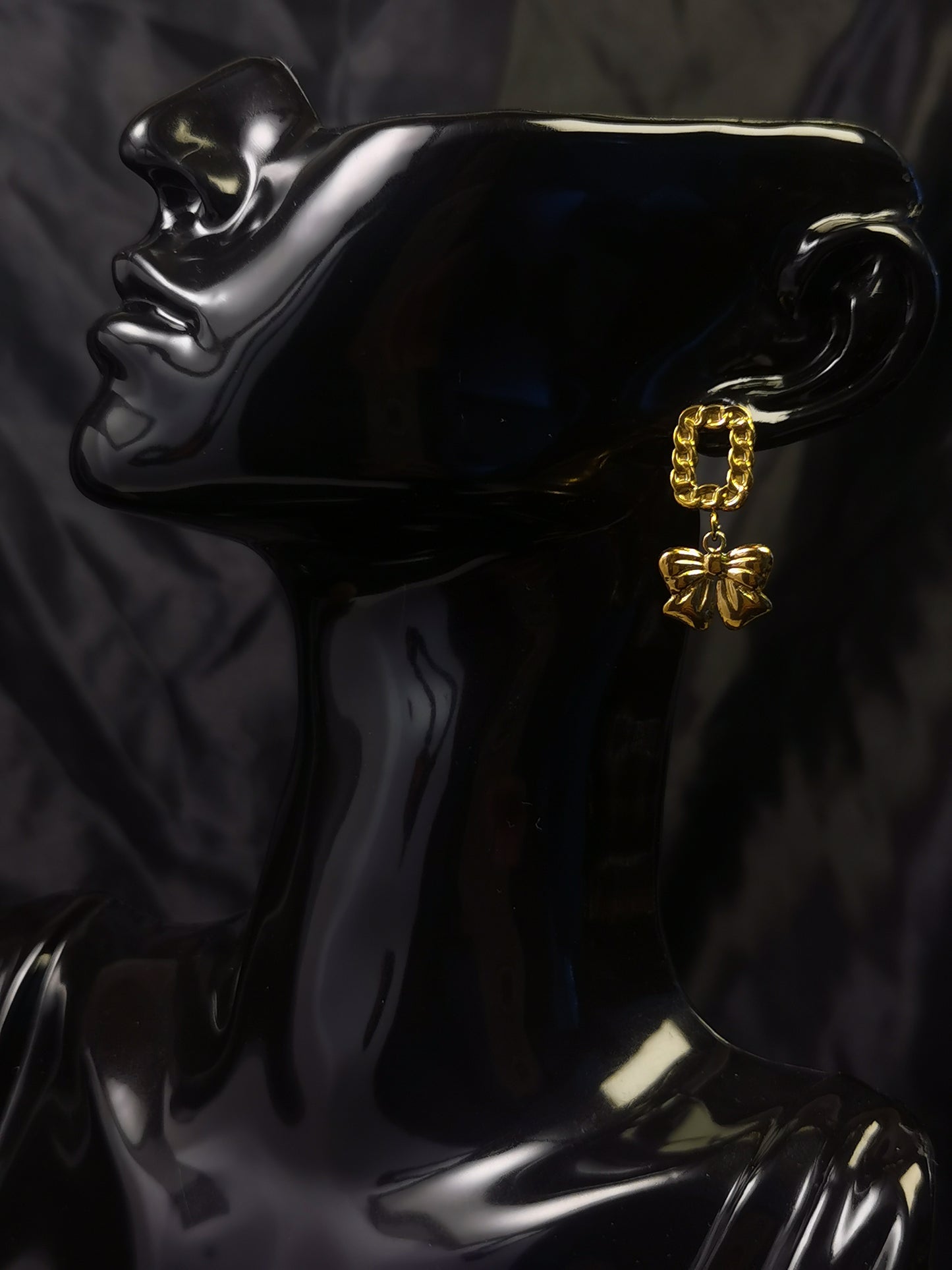 Cuban square Earrings 18k gold-plated Titanium Steel bowknot GMJE12