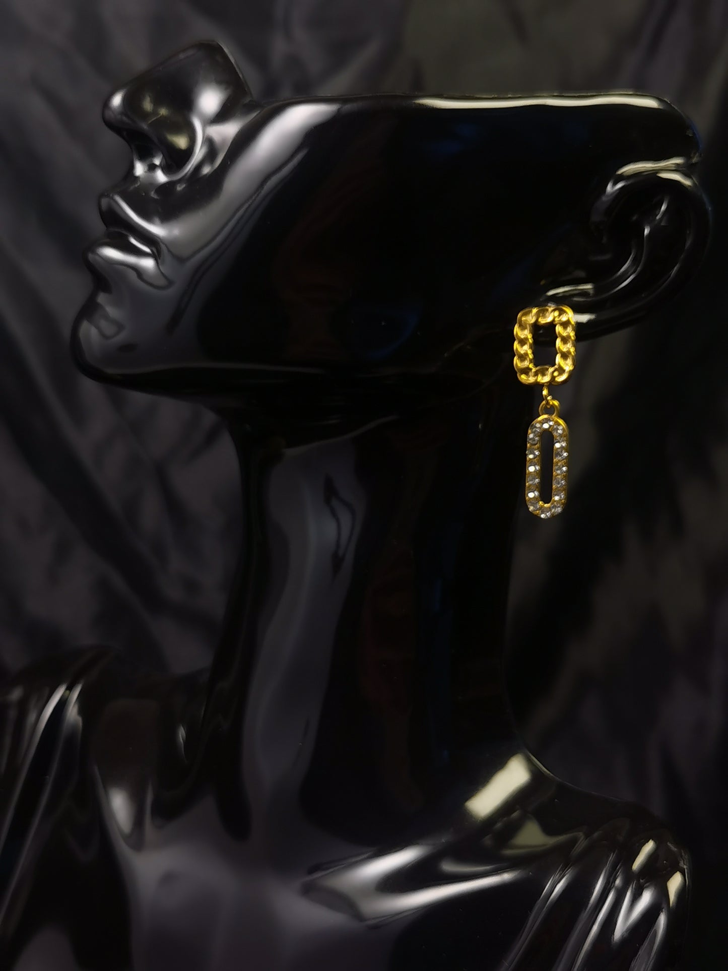 Cuban square Earrings 18k gold-plated Titanium Steel zircon GMJE13