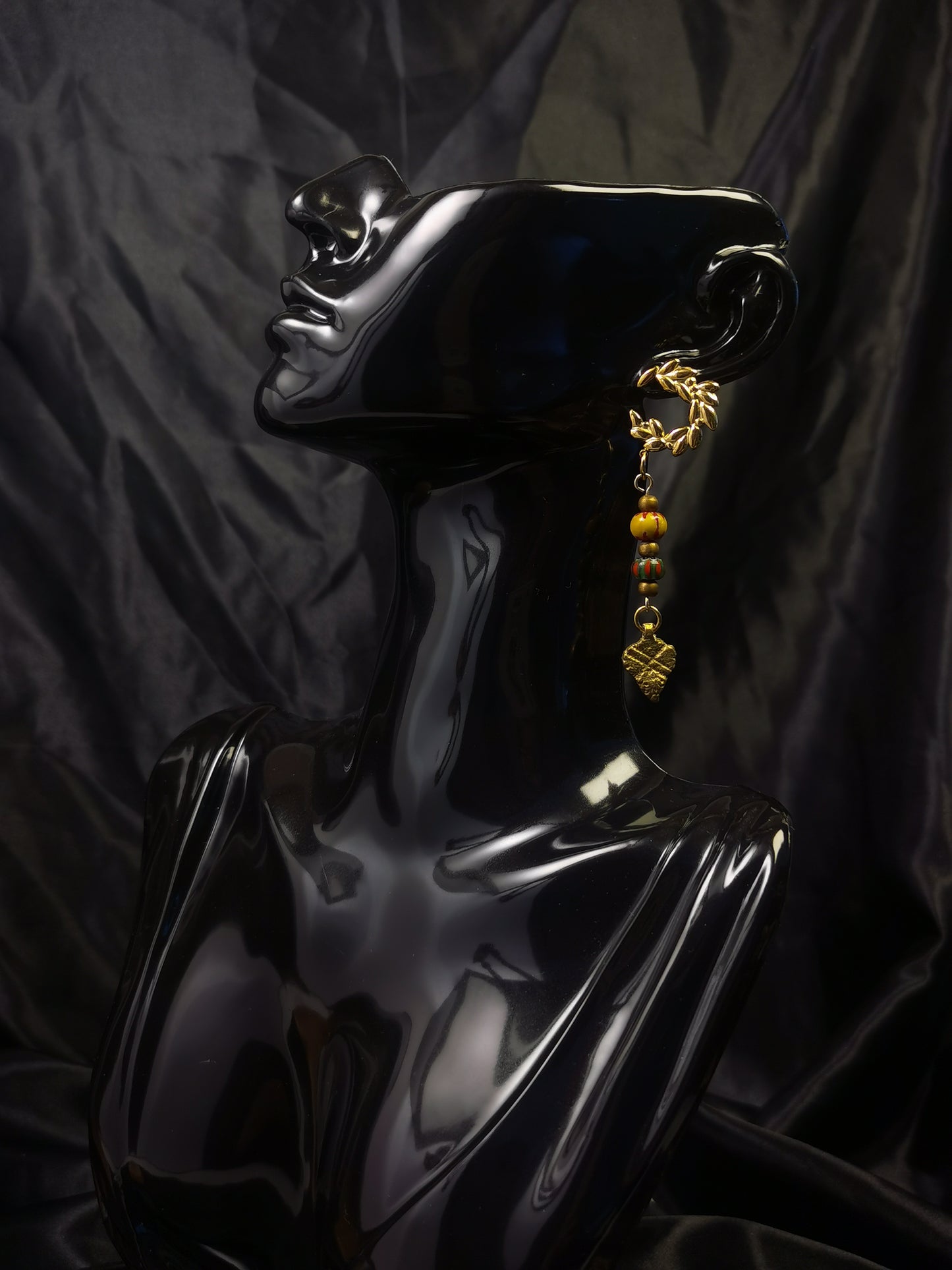 Ear of Wheat Earrings 18k gold-plated Titanium Steel Nepal stone& copper GMJE15