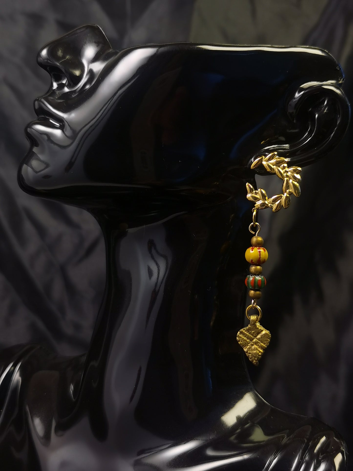 Ear of Wheat Earrings 18k gold-plated Titanium Steel Nepal stone& copper GMJE15