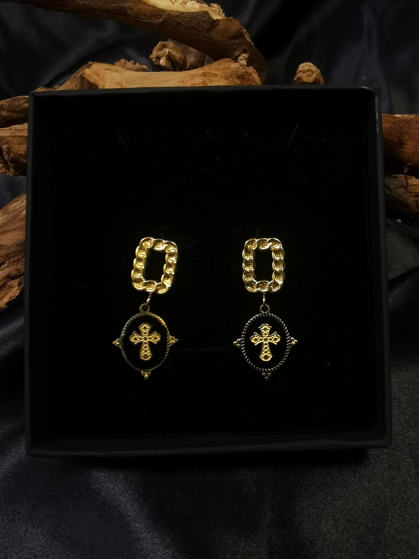 Cuban Square Earrings 18k gold-plated Titanium Steel GMJE16