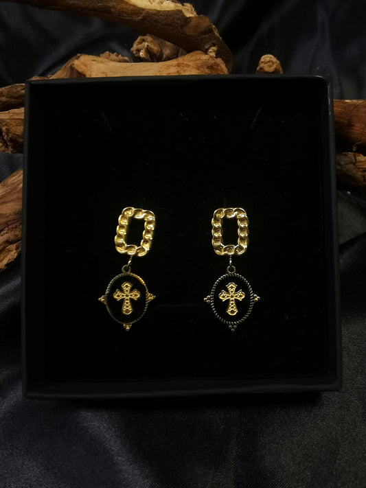 Cuban Square Earrings 18k gold-plated Titanium Steel GMJE16