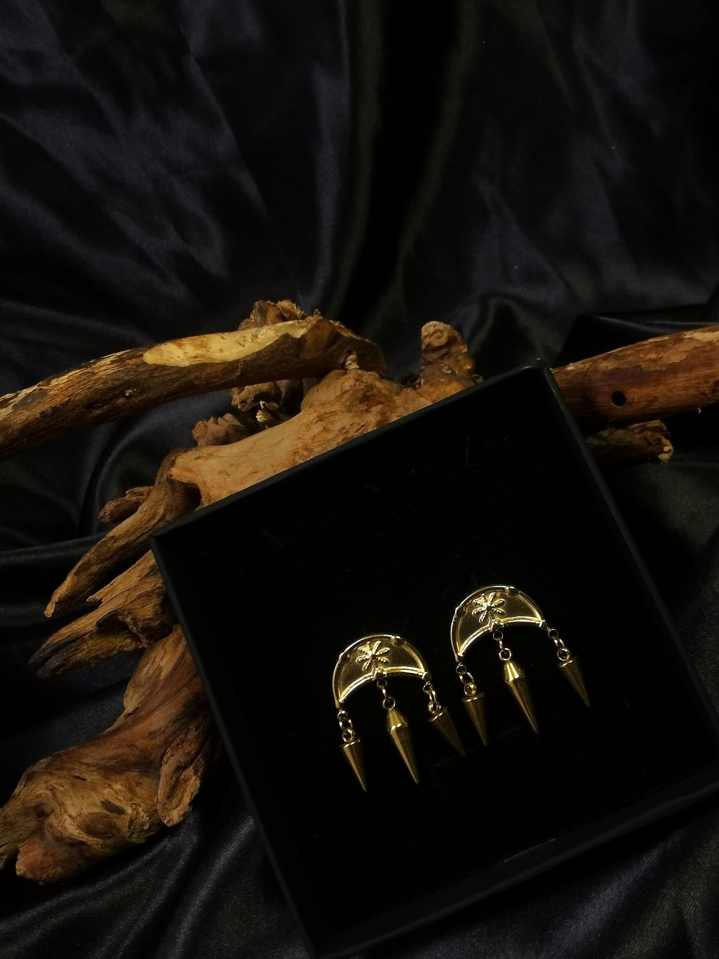 Moon Earrings 18k gold-plated Titanium Steel Cone pendants GMJE20