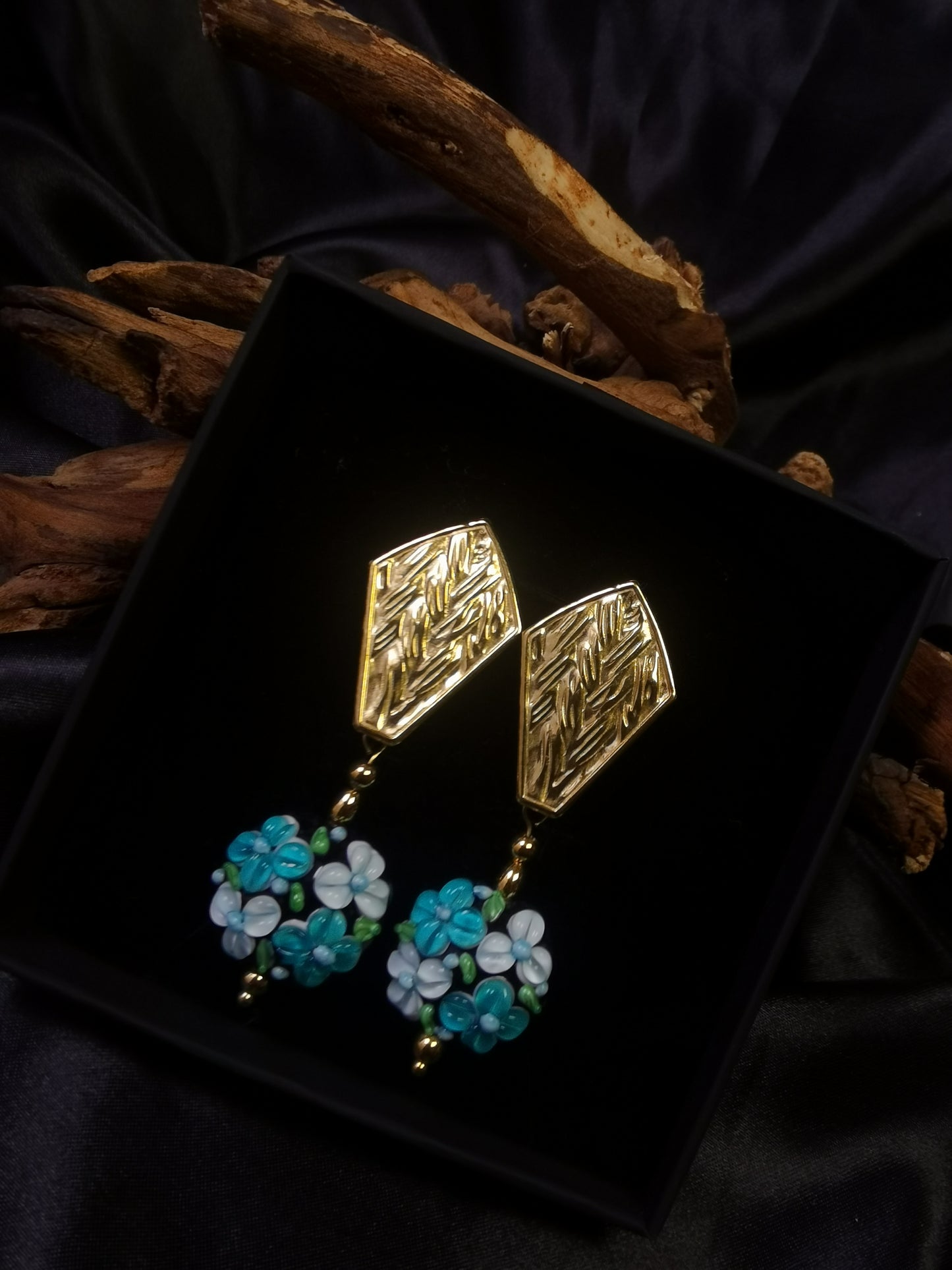 Coffin Earrings 18k gold-plated Titanium Steel 3D Flower GMJE18