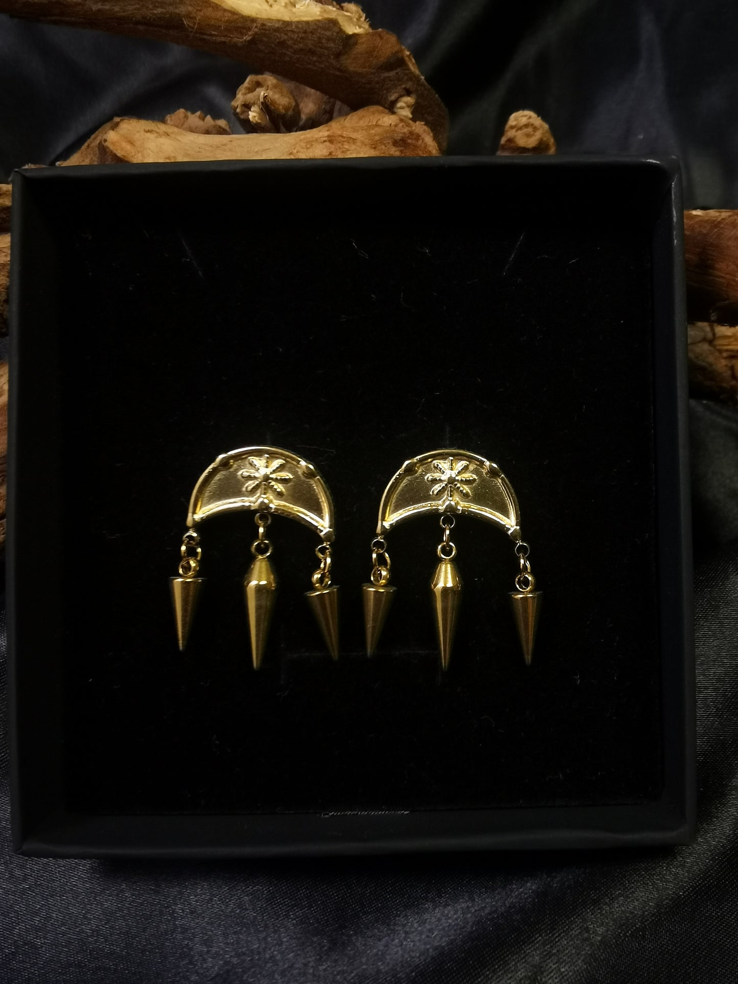 Moon Earrings 18k gold-plated Titanium Steel Cone pendants GMJE20