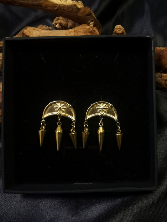 Moon Earrings 18k gold-plated Titanium Steel Cone pendants GMJE20