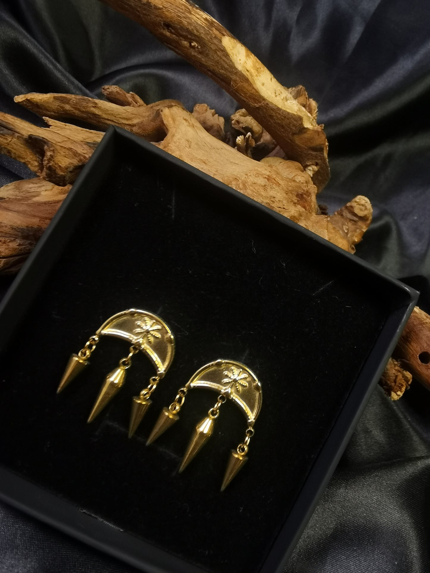 Moon Earrings 18k gold-plated Titanium Steel Cone pendants GMJE20