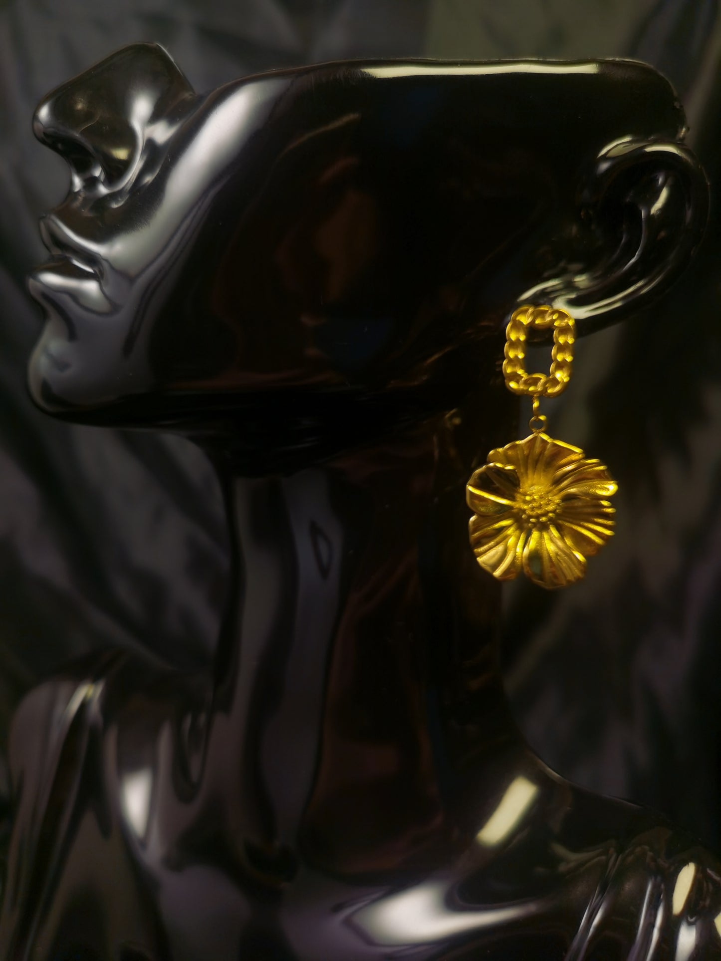 Cuban Square Earrings 18k gold-plated Titanium Steel 3D Flower GMJE21