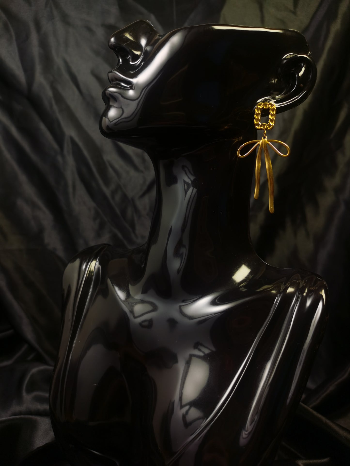 Cuban Square Earrings 18k gold-plated Titanium Steel Bow knot belt GMJE19