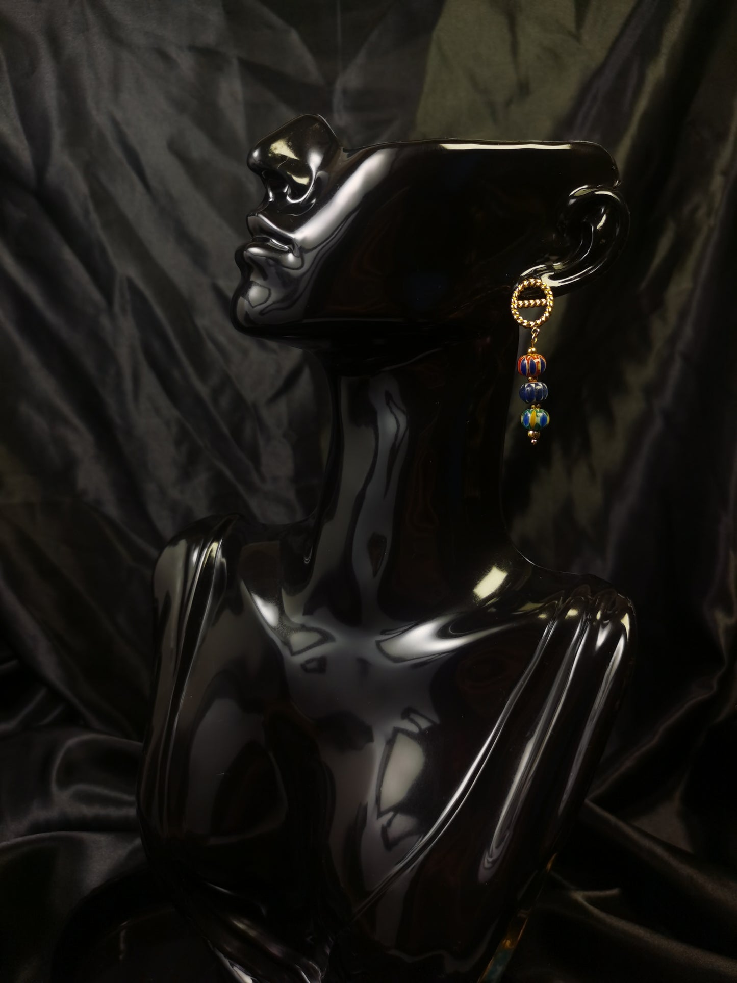 Pig Nose Earrings 18k gold-plated Titanium Steel Nepal Stone pendant GMJE27