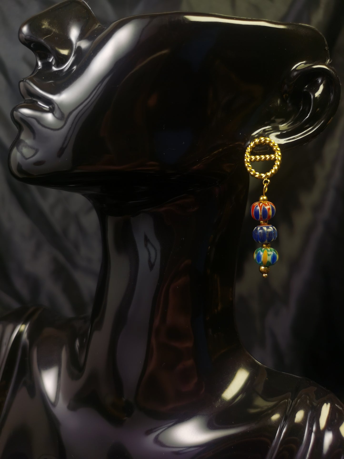 Pig Nose Earrings 18k gold-plated Titanium Steel Nepal Stone pendant GMJE27