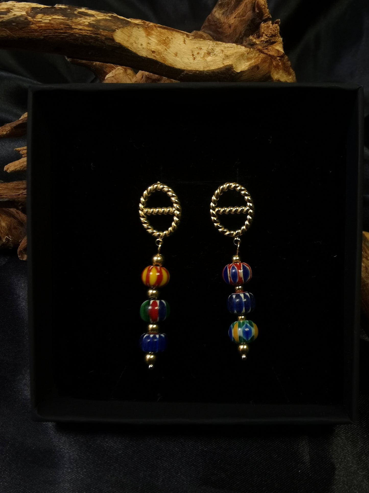 Pig Nose Earrings 18k gold-plated Titanium Steel Nepal Stone pendant GMJE27