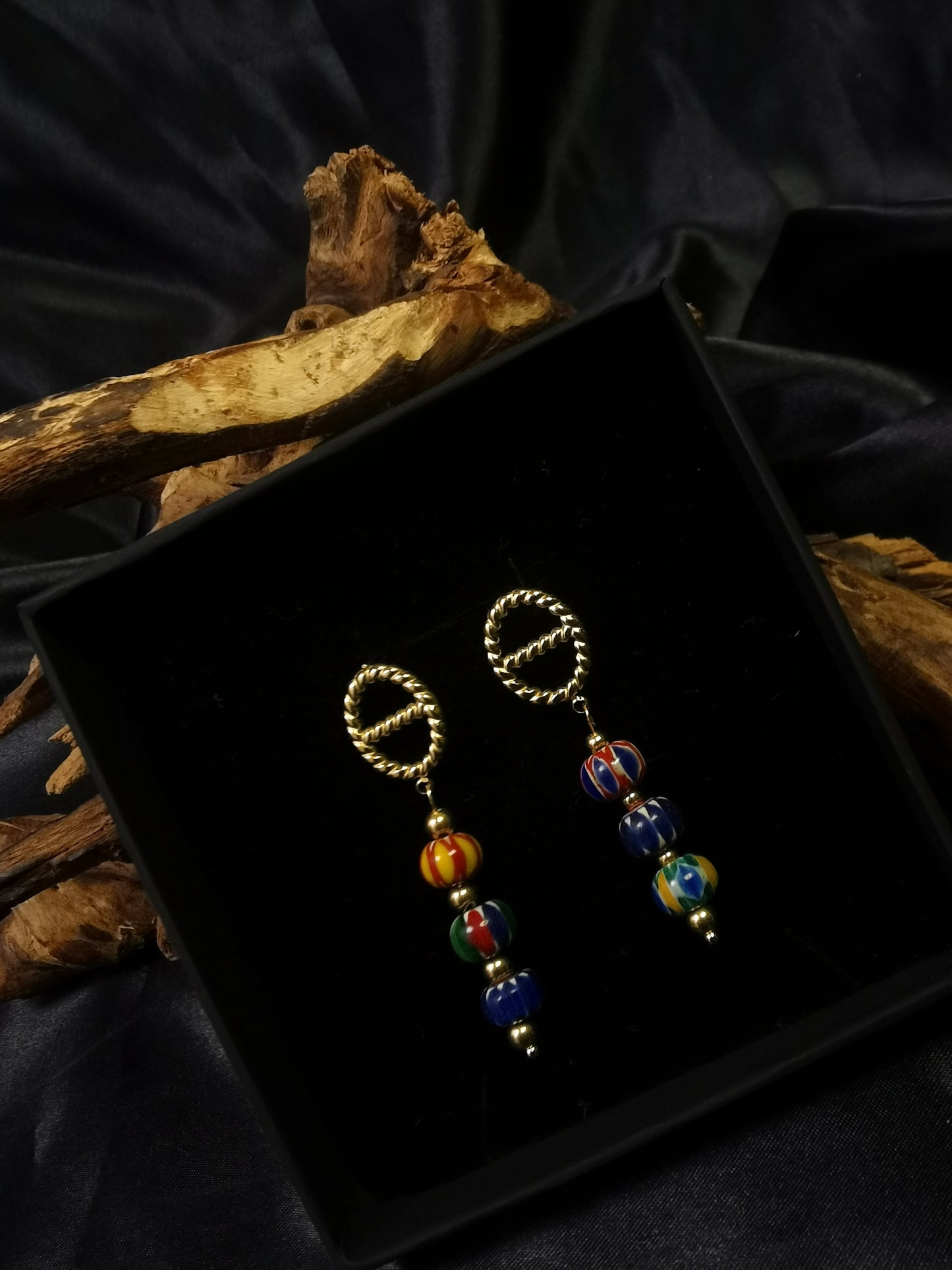 Pig Nose Earrings 18k gold-plated Titanium Steel Nepal Stone pendant GMJE27