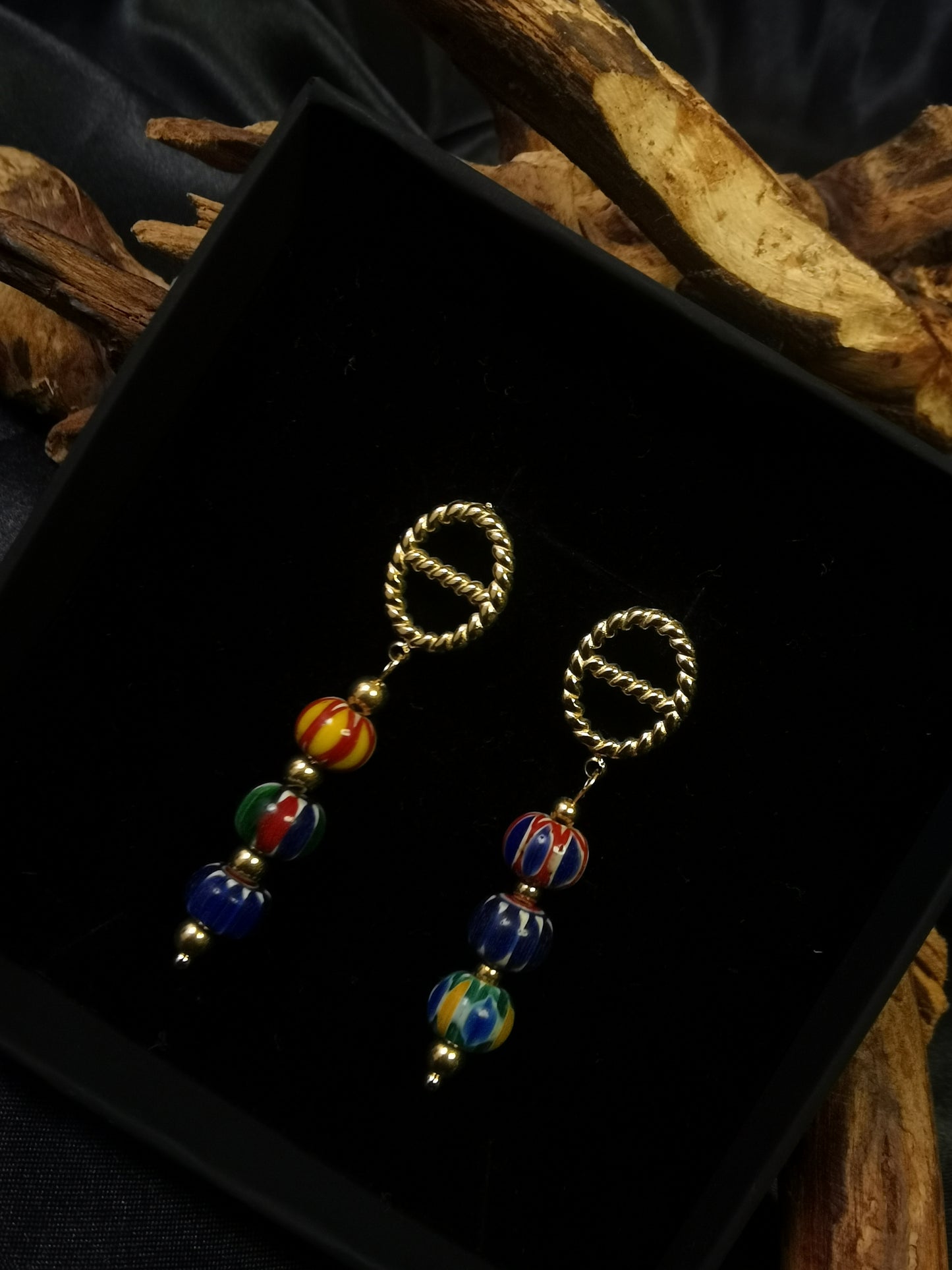 Pig Nose Earrings 18k gold-plated Titanium Steel Nepal Stone pendant GMJE27