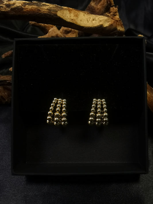 Huggie 3 layers Balls Earrings 18k gold-plated Titanium Steel GMJE32