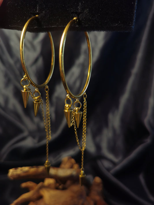 Original Hoop Rivet Chain Earrings 18k gold-plated Titanium Steel GMJE28