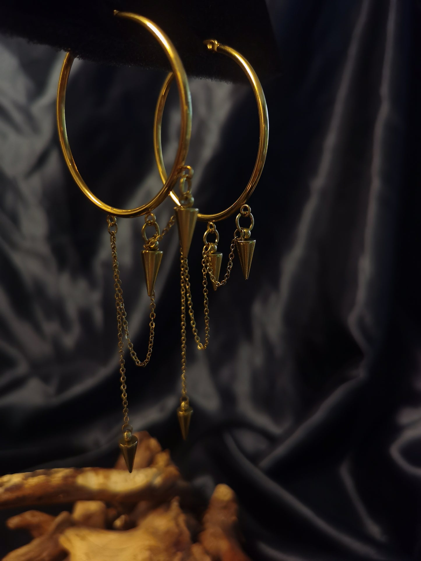 Original Hoop Rivet Chain Earrings 18k gold-plated Titanium Steel GMJE28