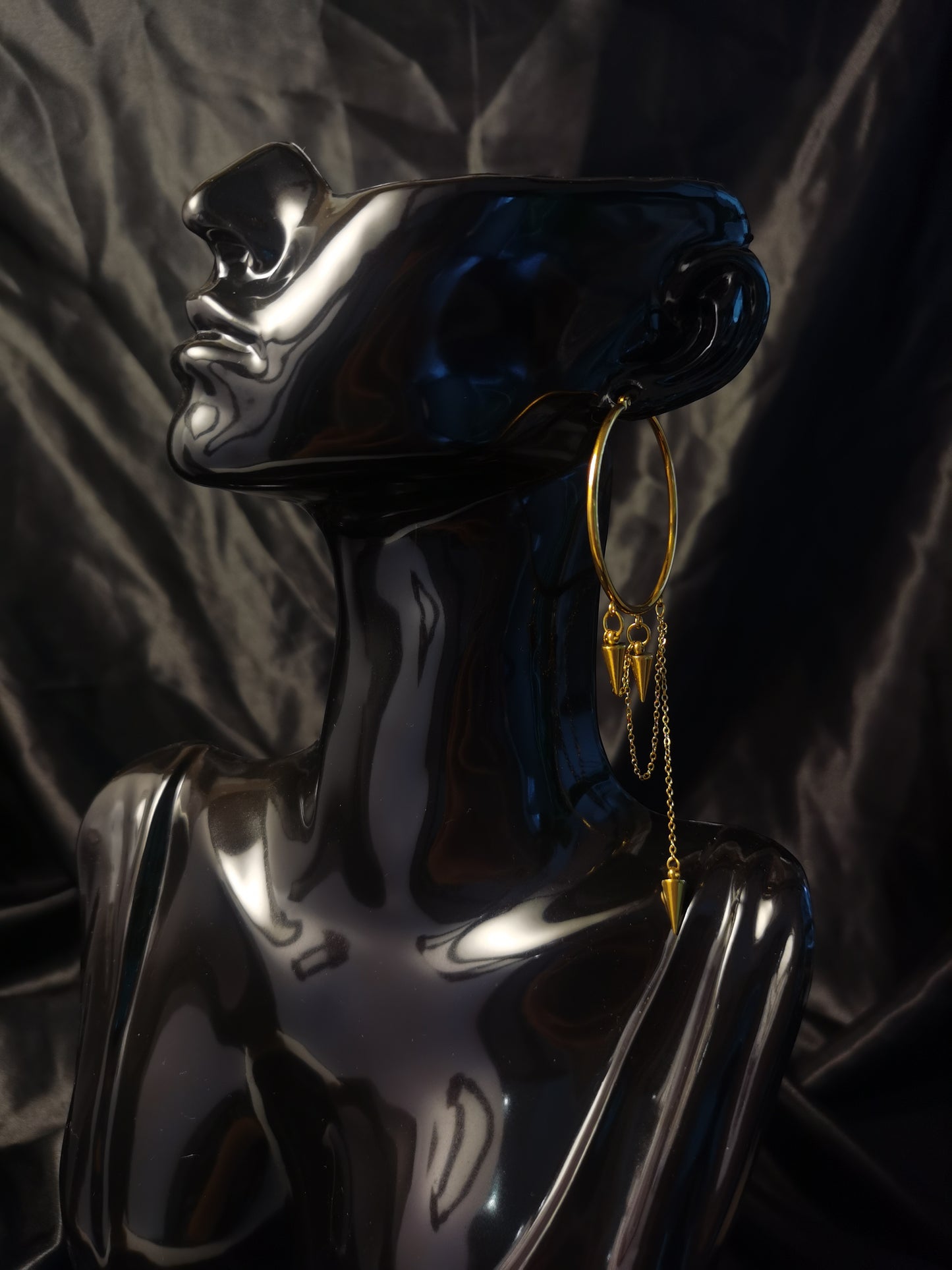 Original Hoop Rivet Chain Earrings 18k gold-plated Titanium Steel GMJE28