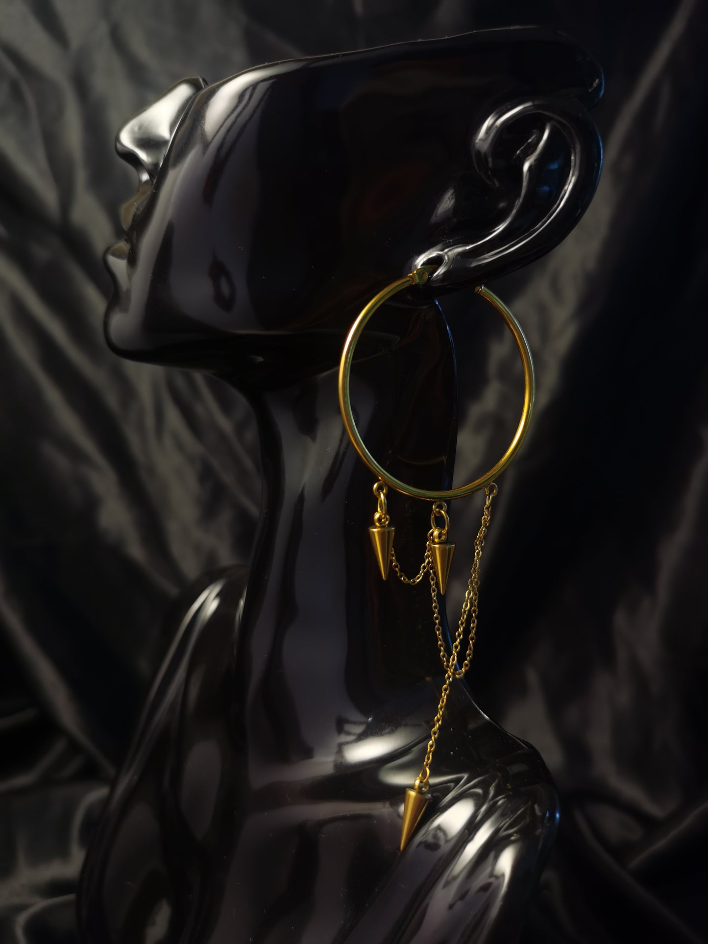 Original Hoop Rivet Chain Earrings 18k gold-plated Titanium Steel GMJE28