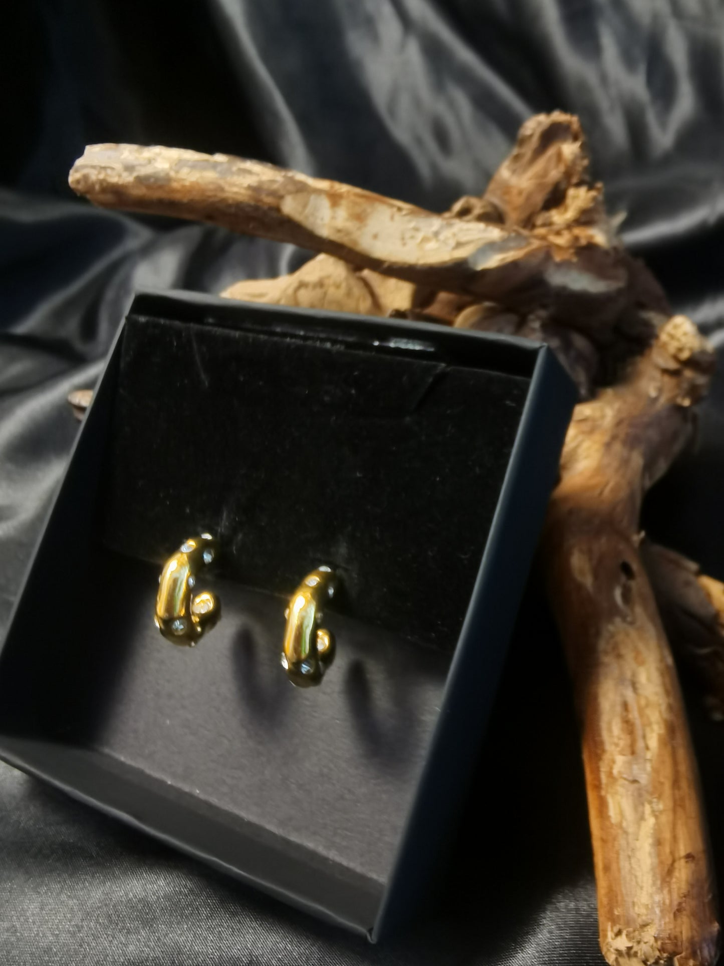 C hoop Zircon Earrings 18k gold-plated Titanium Steel GMJE34