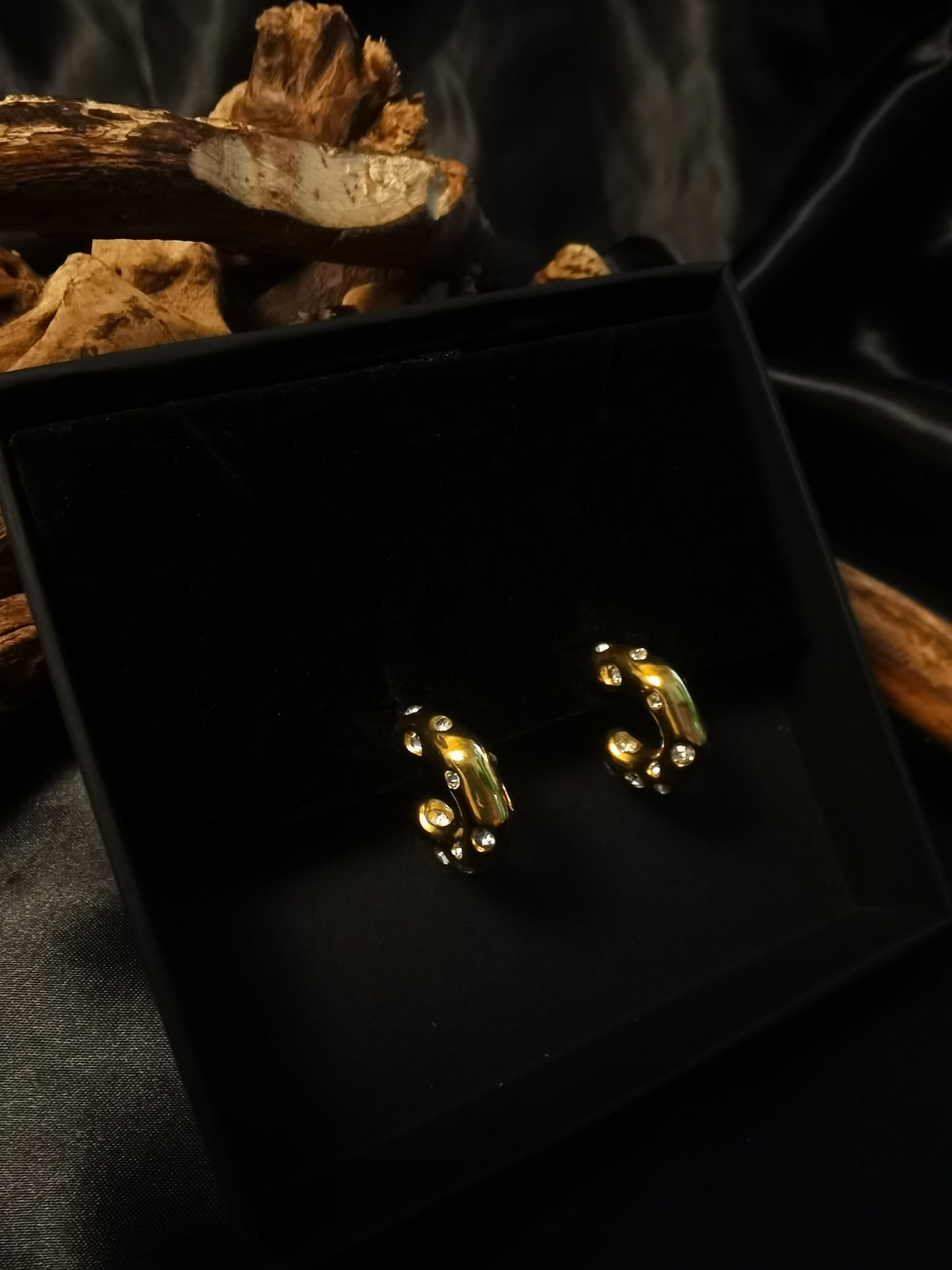 C hoop Zircon Earrings 18k gold-plated Titanium Steel GMJE34