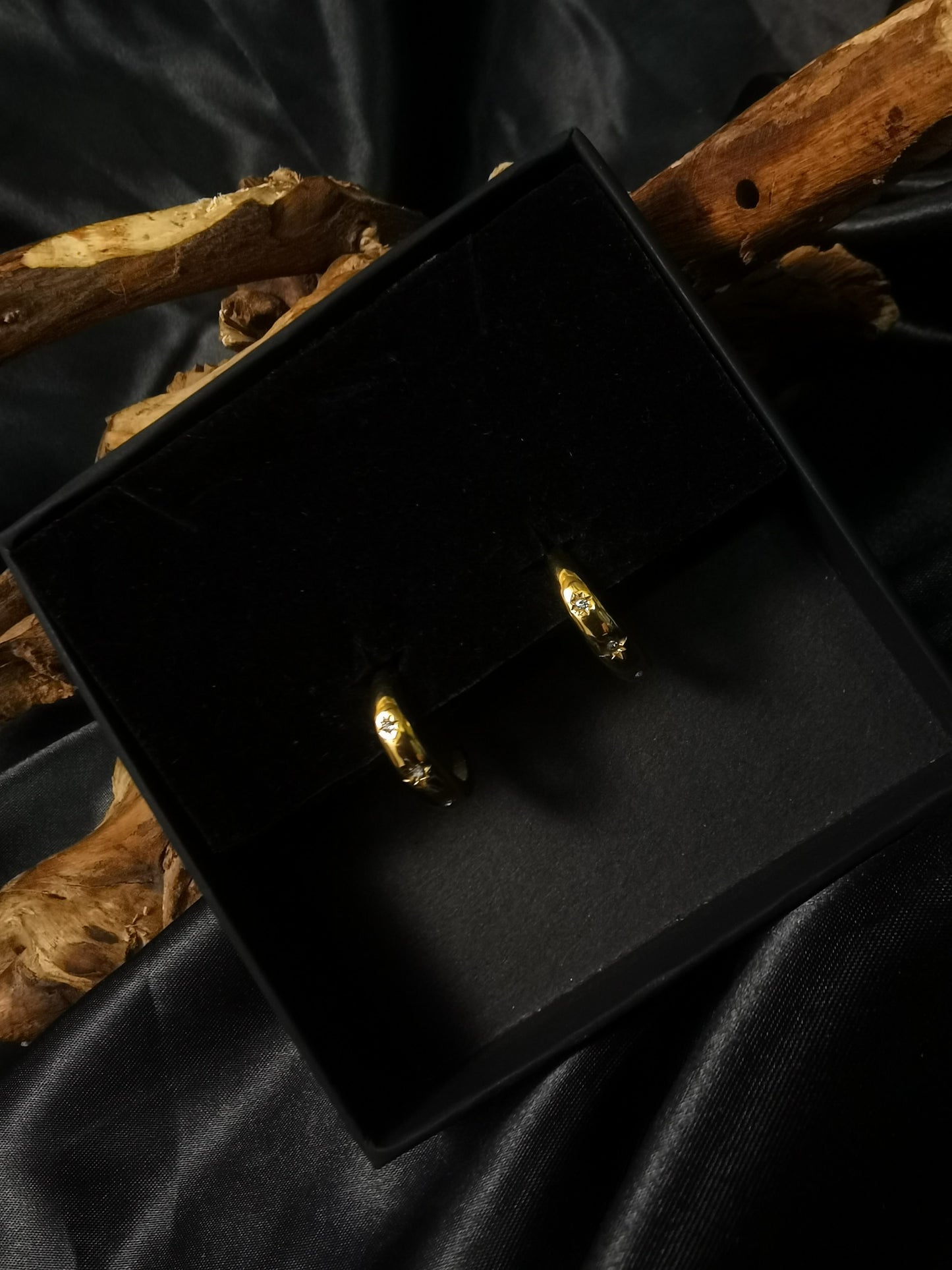 C hoop Earrings 18k gold-plated Titanium Steel Zircon GMJE46