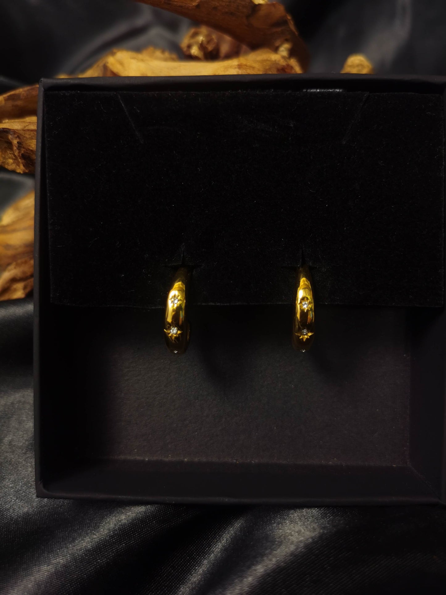 C hoop Earrings 18k gold-plated Titanium Steel Zircon GMJE46