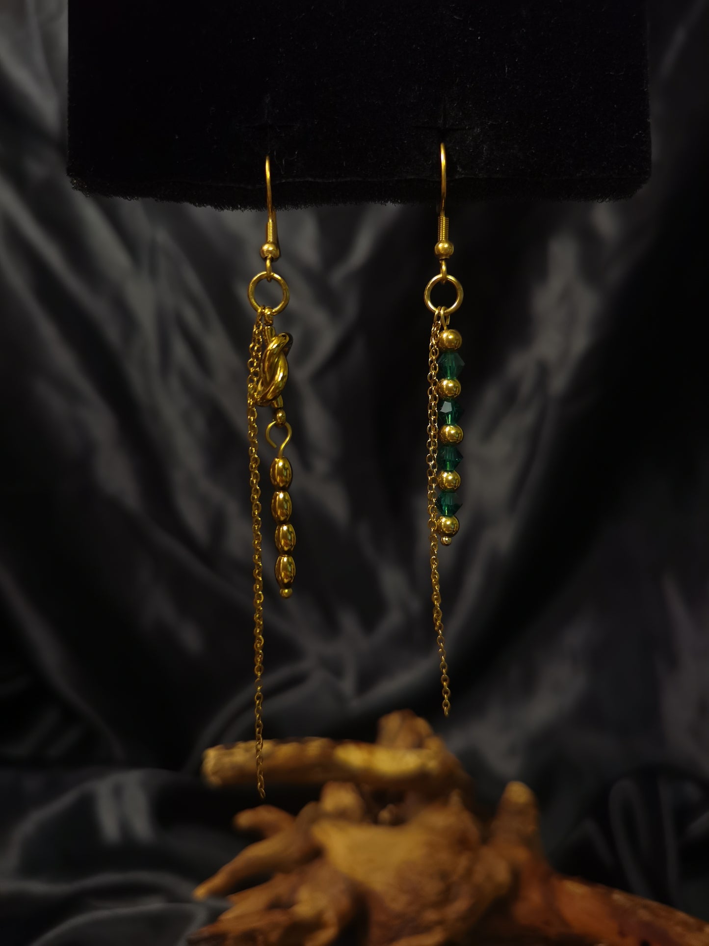 Ear hook Threader Earrings 18k gold-plated Titanium Steel knot Zircon bar GMJE45