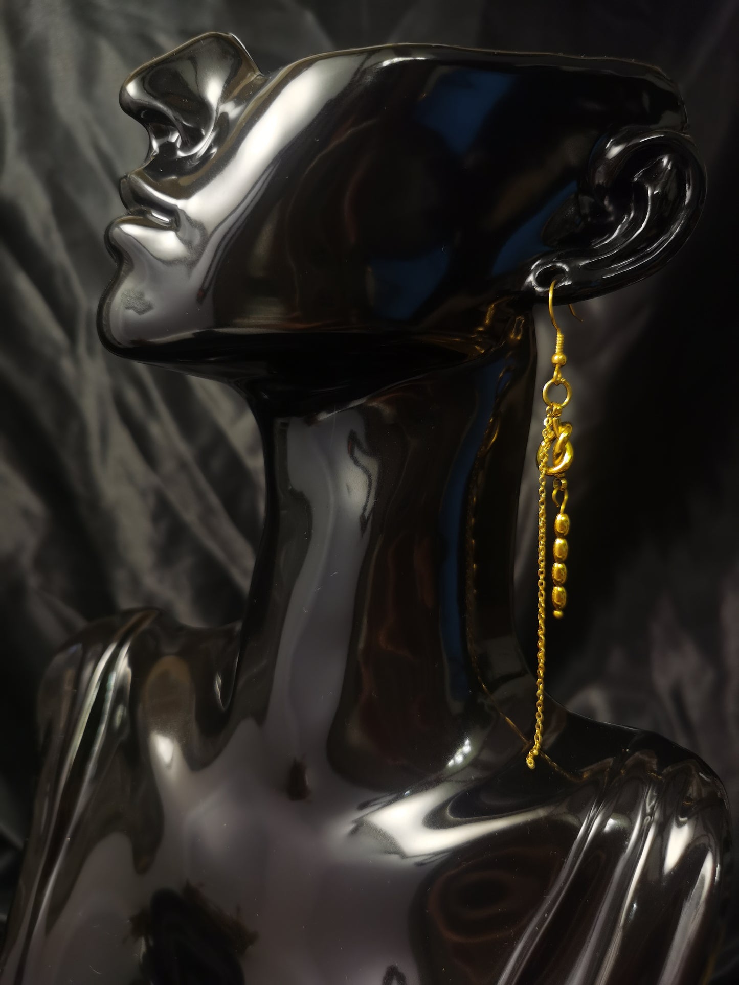 Ear hook Threader Earrings 18k gold-plated Titanium Steel knot Zircon bar GMJE45