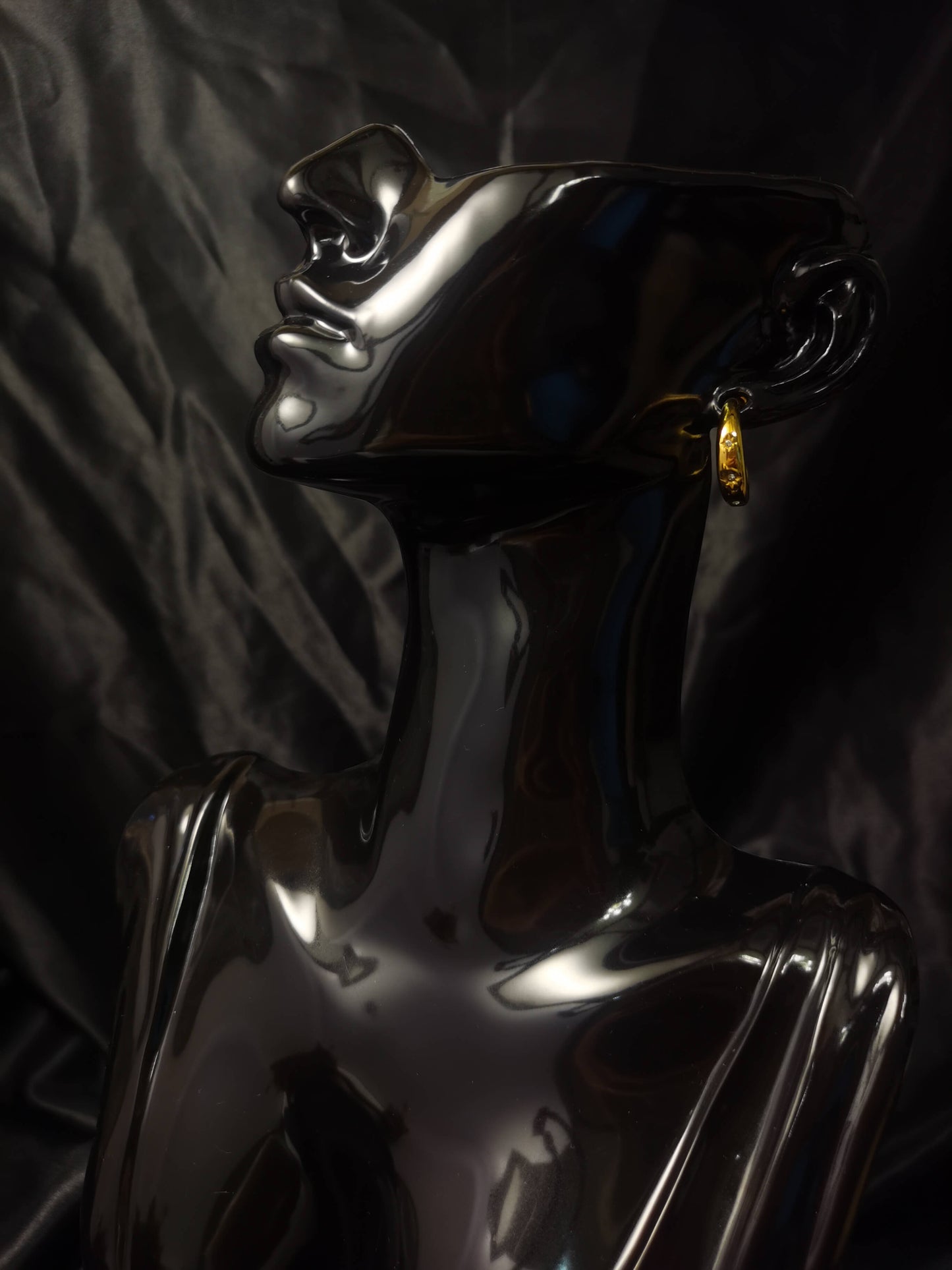 C hoop Earrings 18k gold-plated Titanium Steel Zircon GMJE46