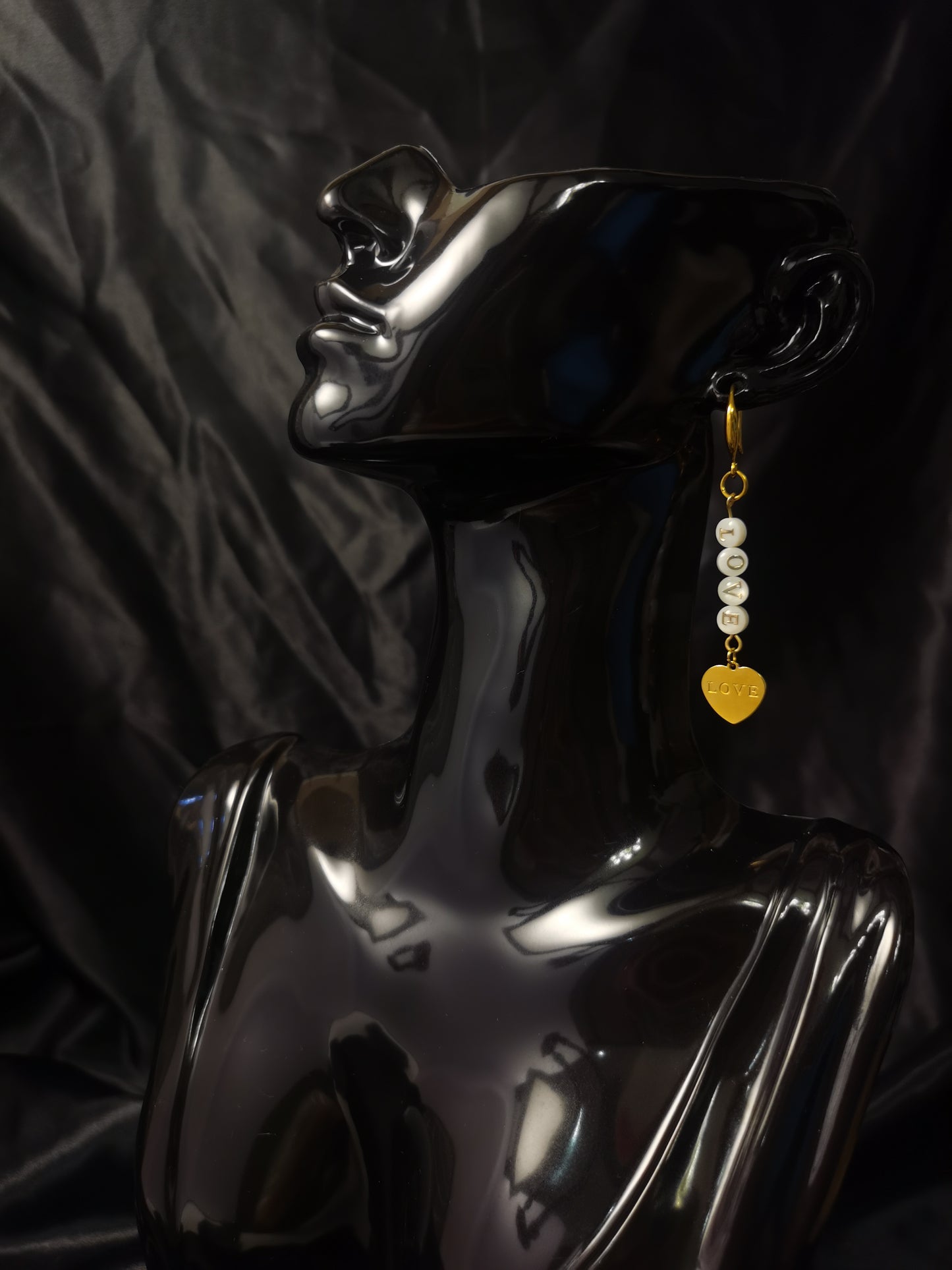 Ear hook love initials Earrings 18k gold-plated Titanium Steel GMJE43