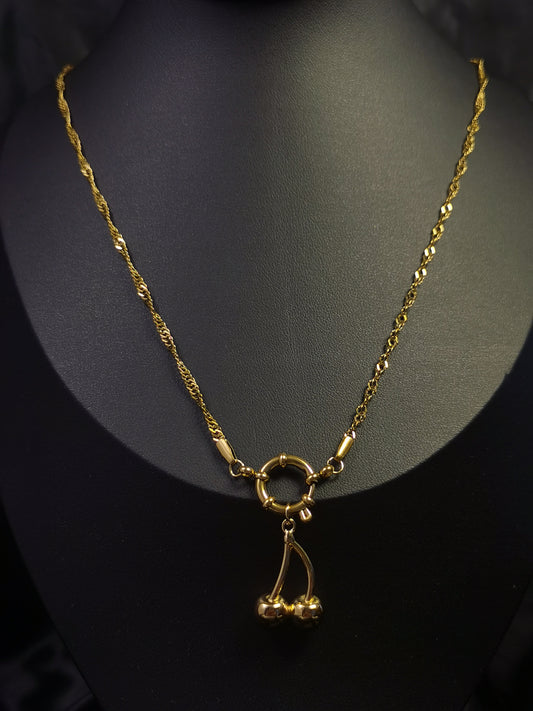 Cherry Necklace 18k gold-plated Titanium Steel Twisty chain Trendy Jewelry 2025 GMJN17