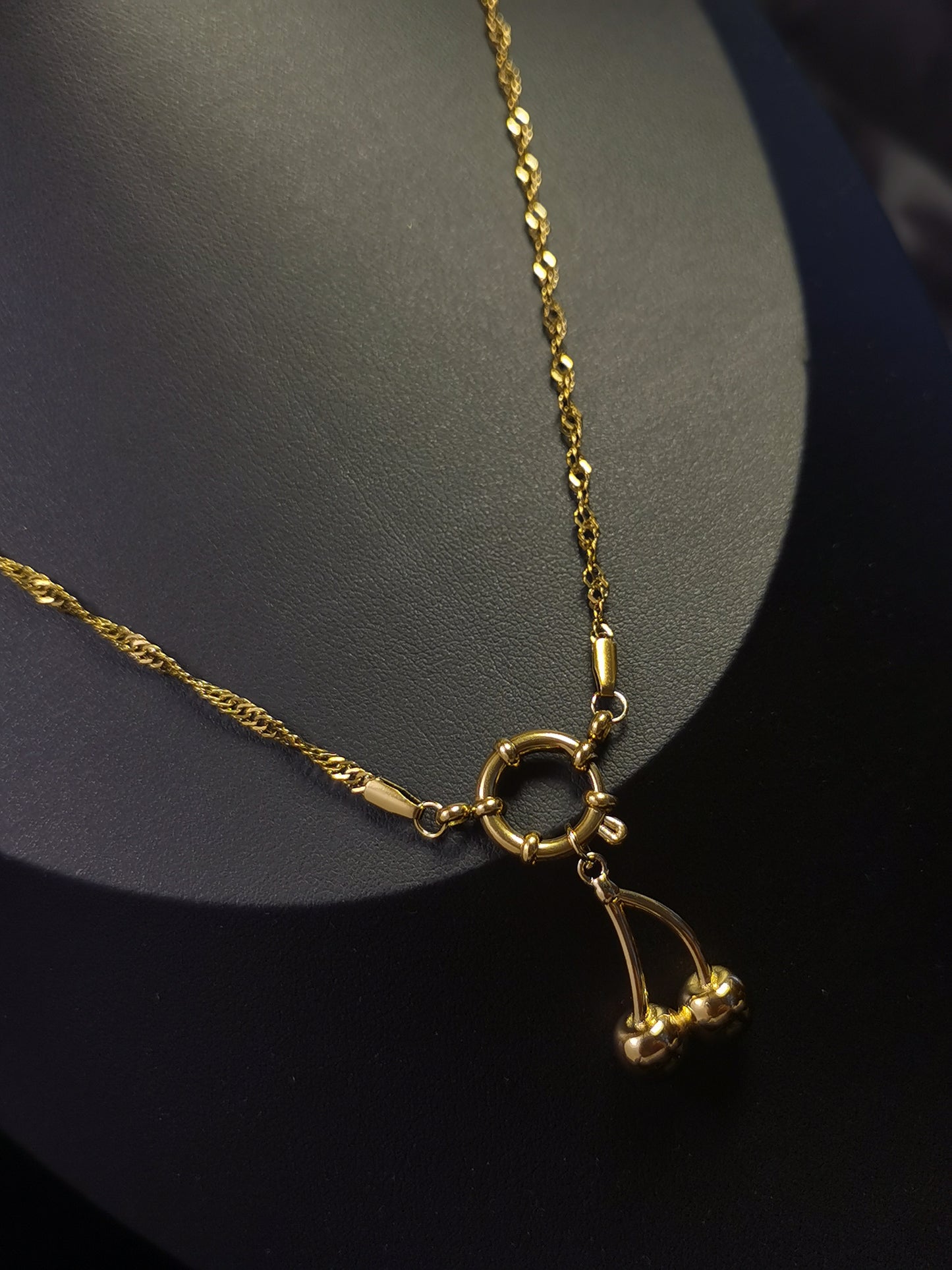 Cherry Necklace 18k gold-plated Titanium Steel Twisty chain Trendy Jewelry 2025 GMJN17