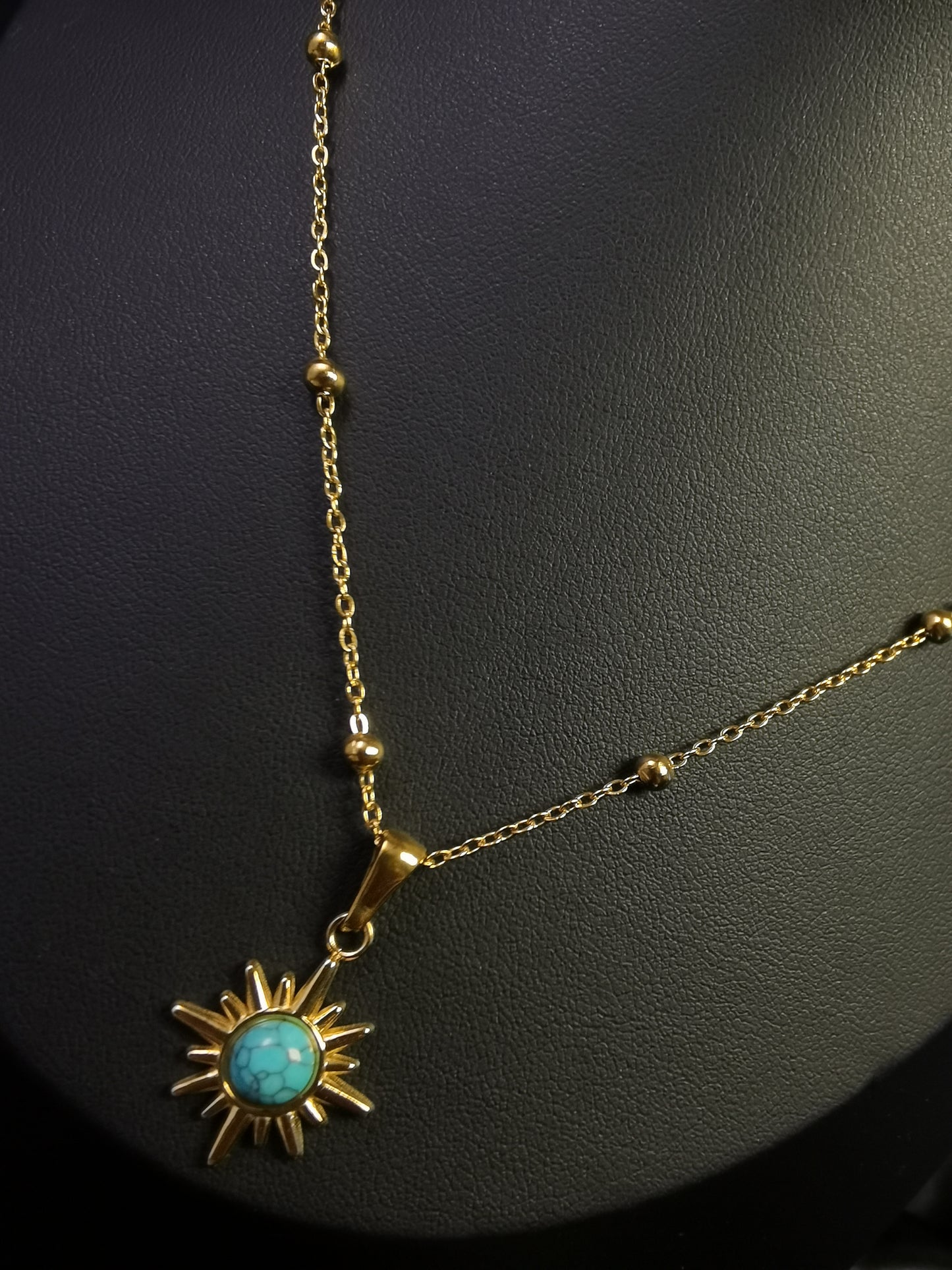 Natrual Stone Necklace 18k gold-plated Titanium Steel Ball chain Trendy Jewelry 2025 GMJN18