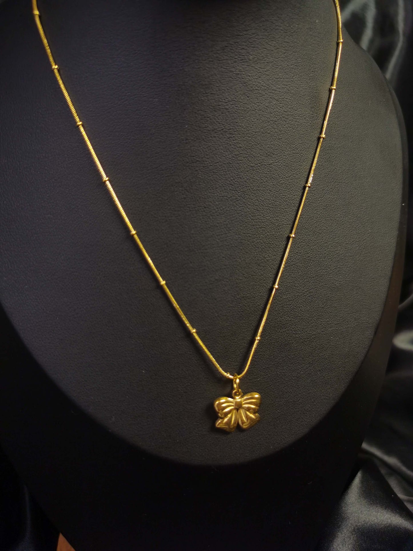 Bow Knot Necklace 18k gold-plated Titanium Steel Ball chain Trendy Jewelry 2025 GMJN24