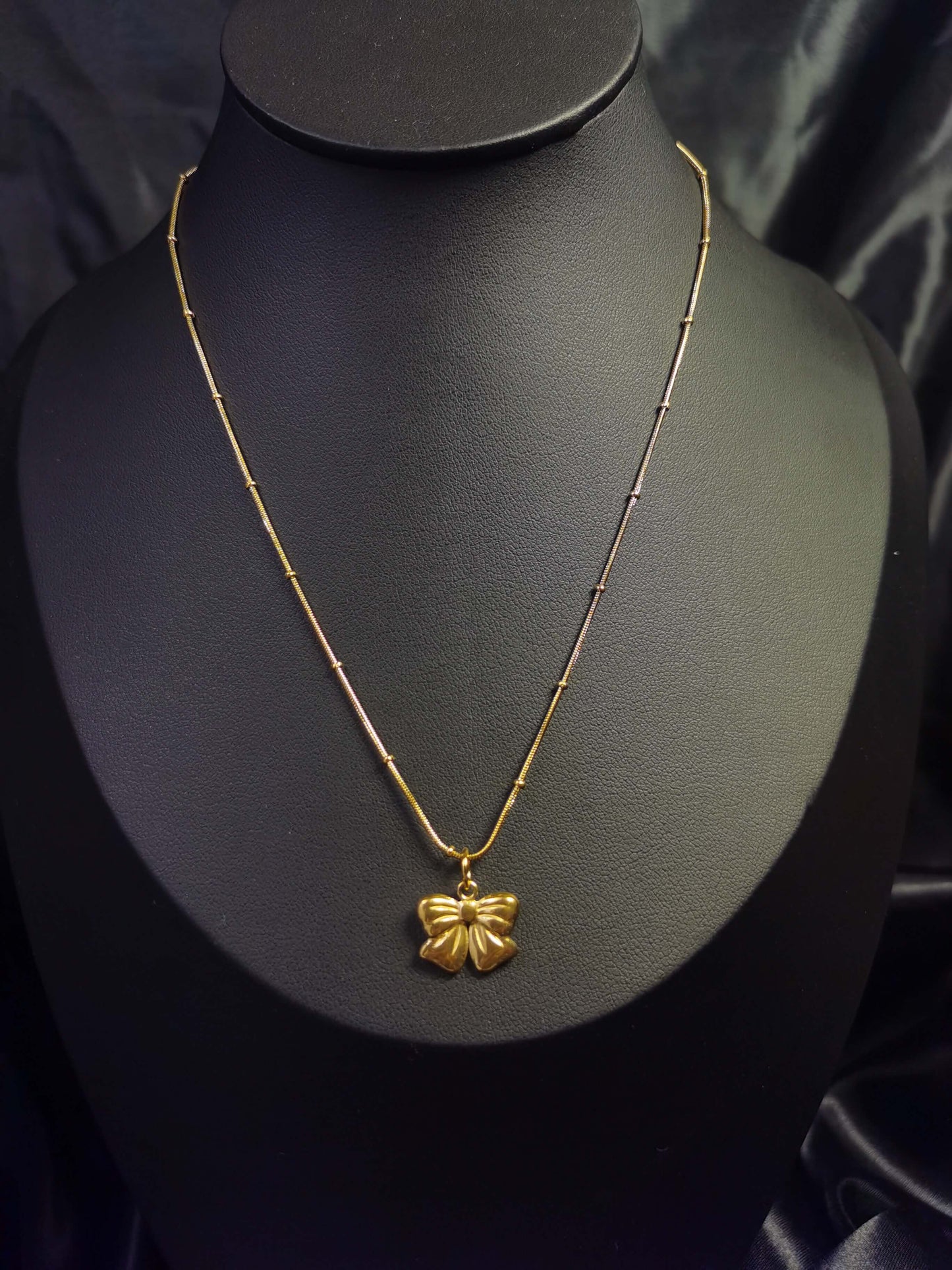 Bow Knot Necklace 18k gold-plated Titanium Steel Ball chain Trendy Jewelry 2025 GMJN24