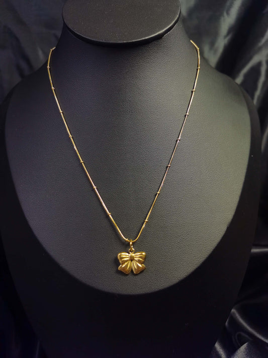 Bow Knot Necklace 18k gold-plated Titanium Steel Ball chain Trendy Jewelry 2025 GMJN24