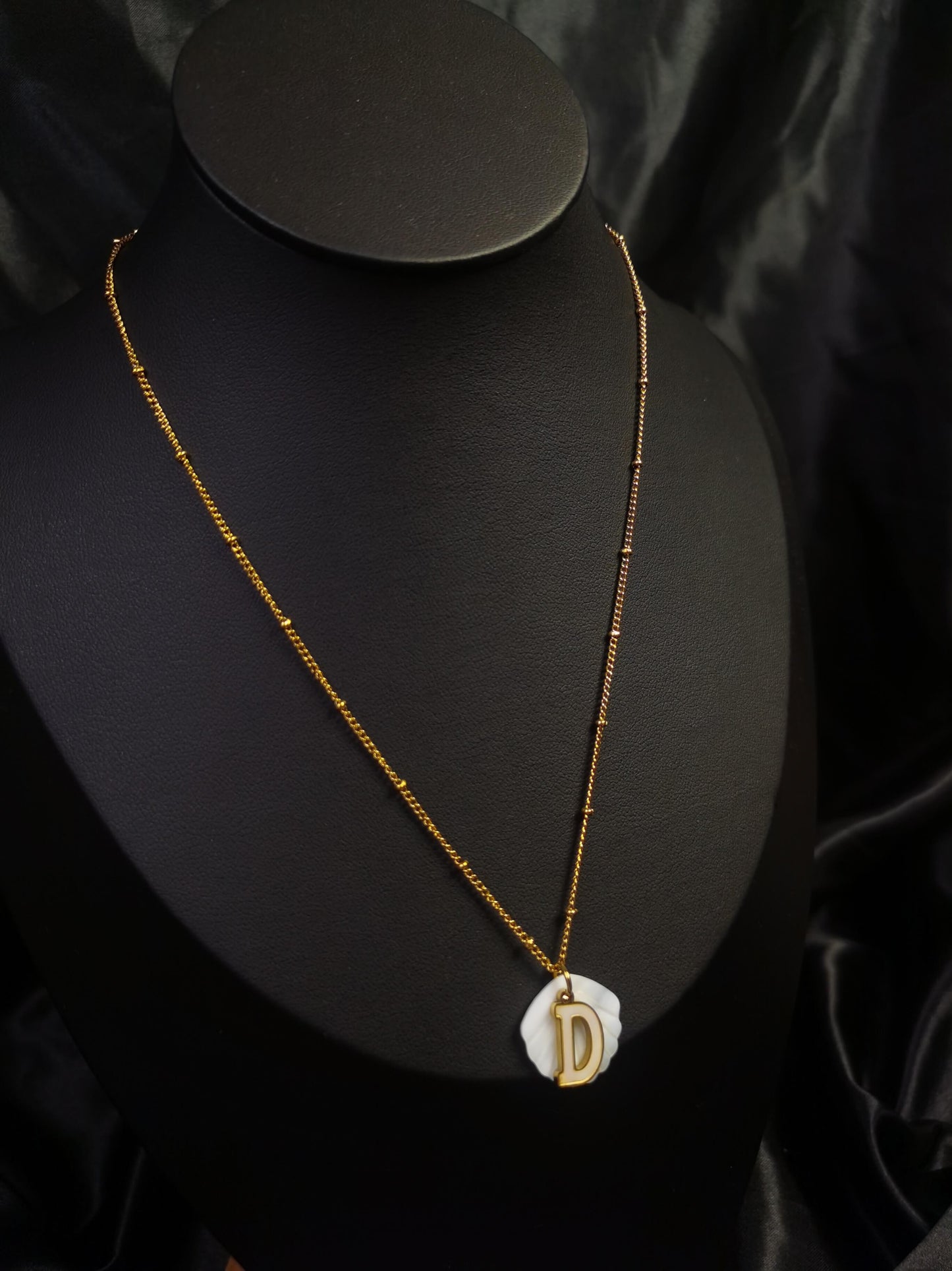 Shell Name Initial Necklace 18k gold-plated Titanium Steel Ball chain Trendy Jewelry 2025 GMJN21