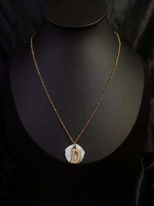 Shell Name Initial Necklace 18k gold-plated Titanium Steel Ball chain Trendy Jewelry 2025 GMJN21