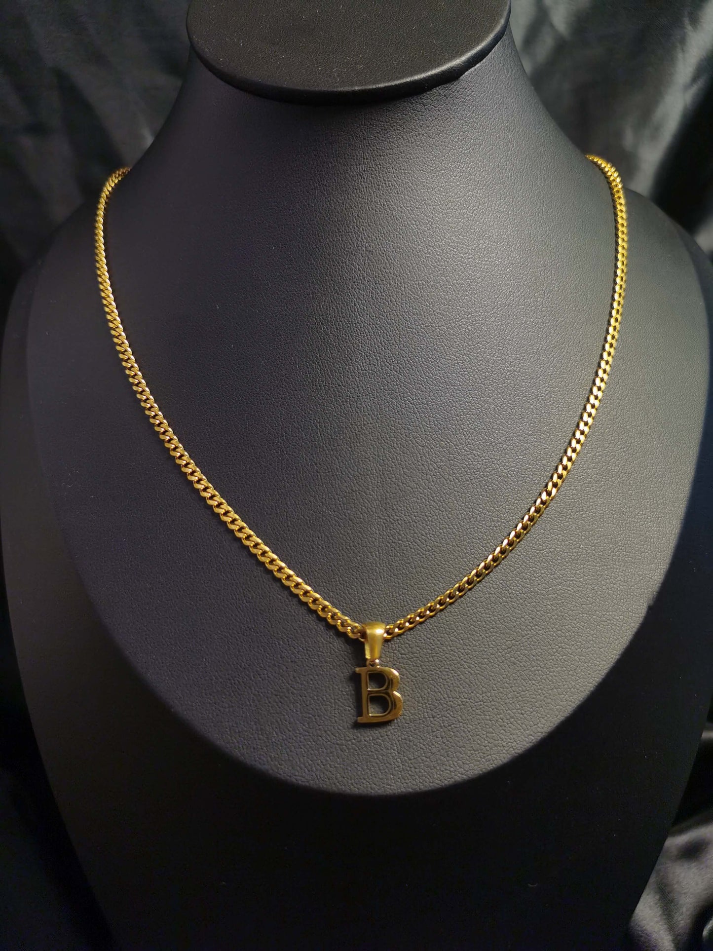 Name Initial Necklace 18k gold-plated Titanium Steel  Cuban chain Trendy Jewelry 2025 GMJN30