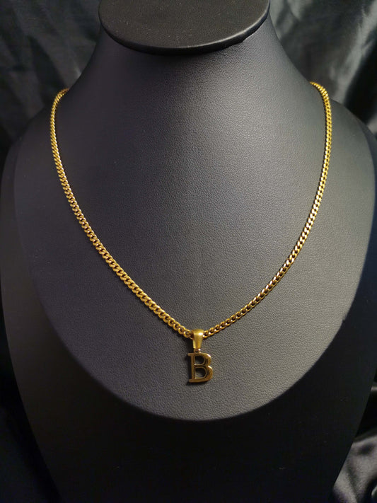 Name Initial Necklace 18k gold-plated Titanium Steel  Cuban chain Trendy Jewelry 2025 GMJN30