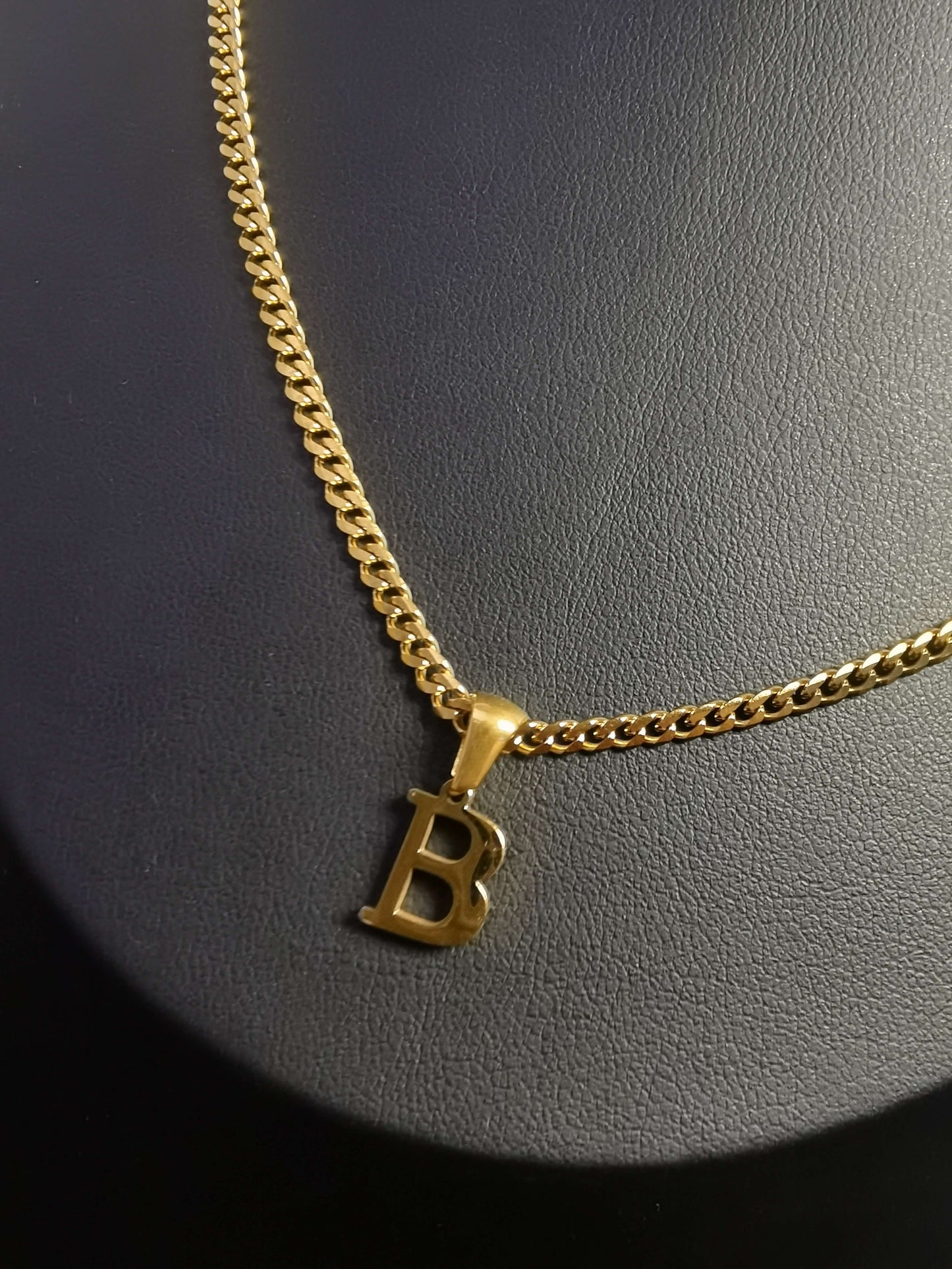 Name Initial Necklace 18k gold-plated Titanium Steel  Cuban chain Trendy Jewelry 2025 GMJN30