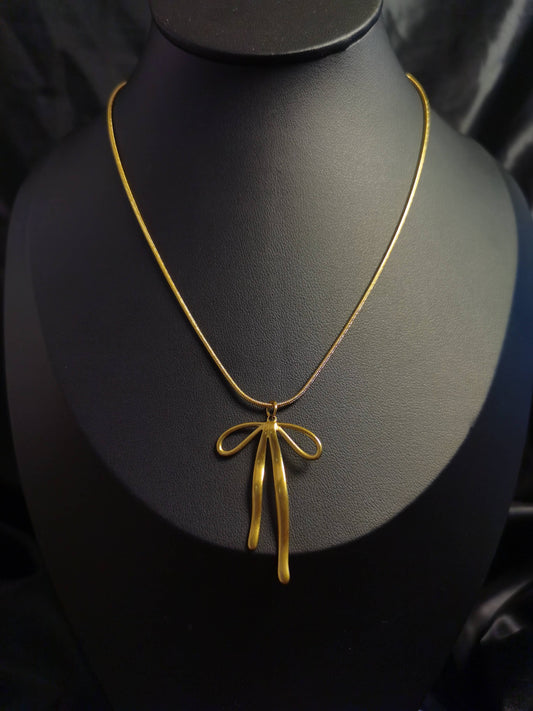 Bow knot belt Necklace 18k gold-plated Titanium Steel round snake chain Trendy Jewelry 2025 GMJN33